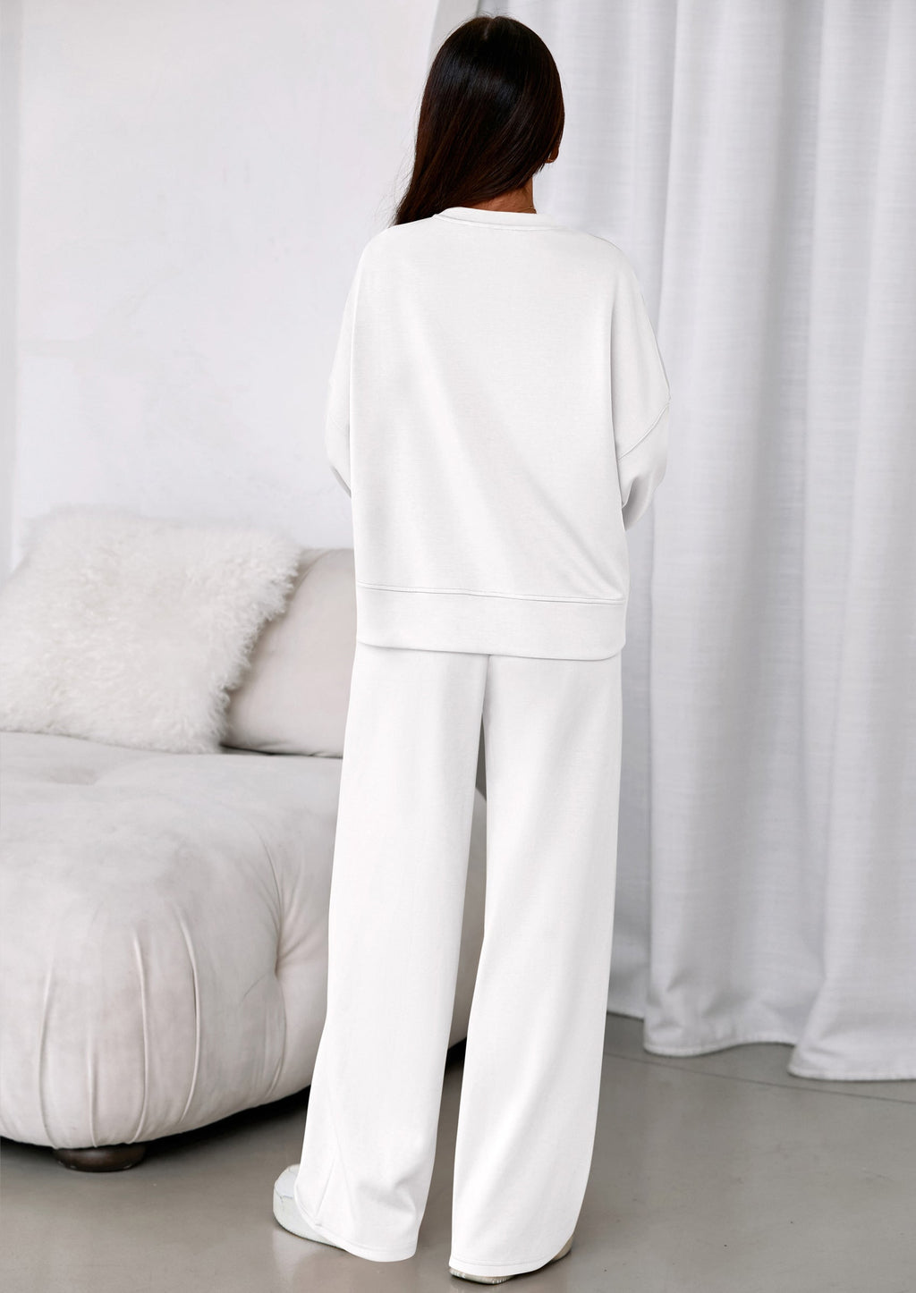 2 Piece Sets For Women Fall Trendy Long Sleeve Sweatshirt Wide Leg Pants Loungewear Set Matching Sweatsuit