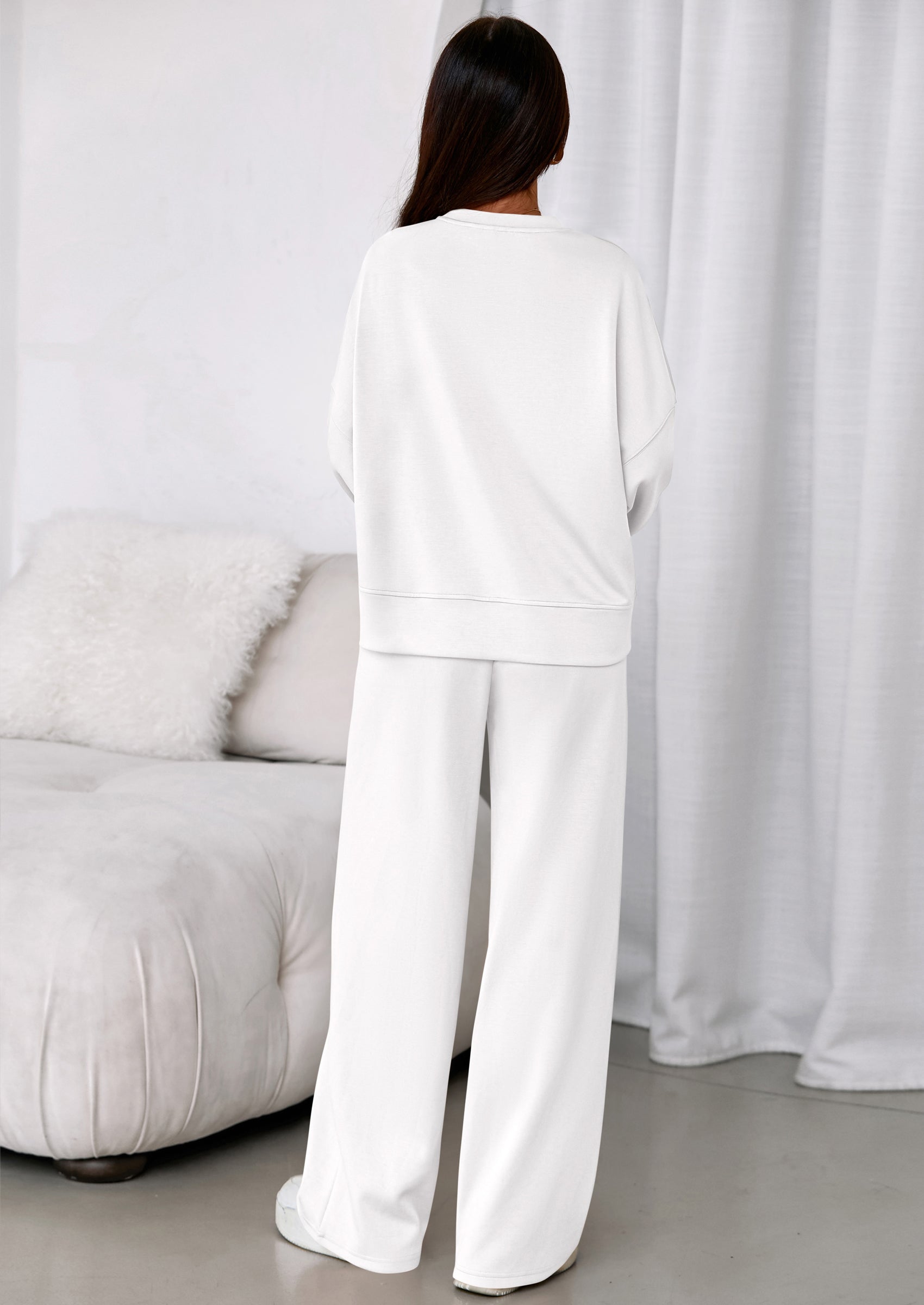 2 Piece Sets For Women Fall Trendy Long Sleeve Sweatshirt Wide Leg Pants Loungewear Set Matching Sweatsuit