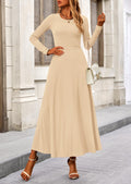 2 Piece Casual Ribbed Knit Long Sleeve Crop Tops Maxi Flowy Skirts Matching Sets