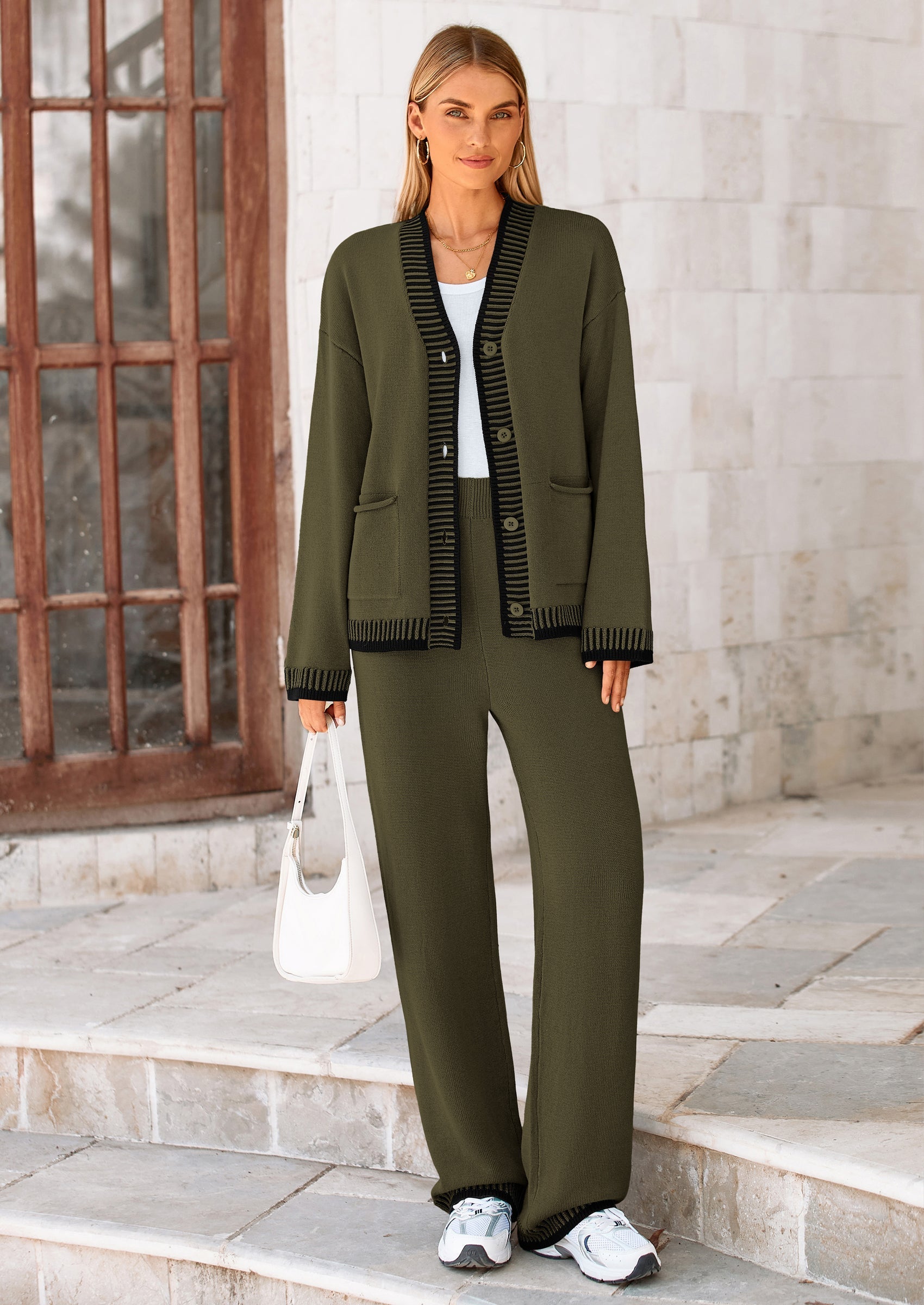 Lounge Sets for Women Fall Loungewear 2 Piece Outfits Cardigan Sweaters Track Suit Matching Winter Clothing