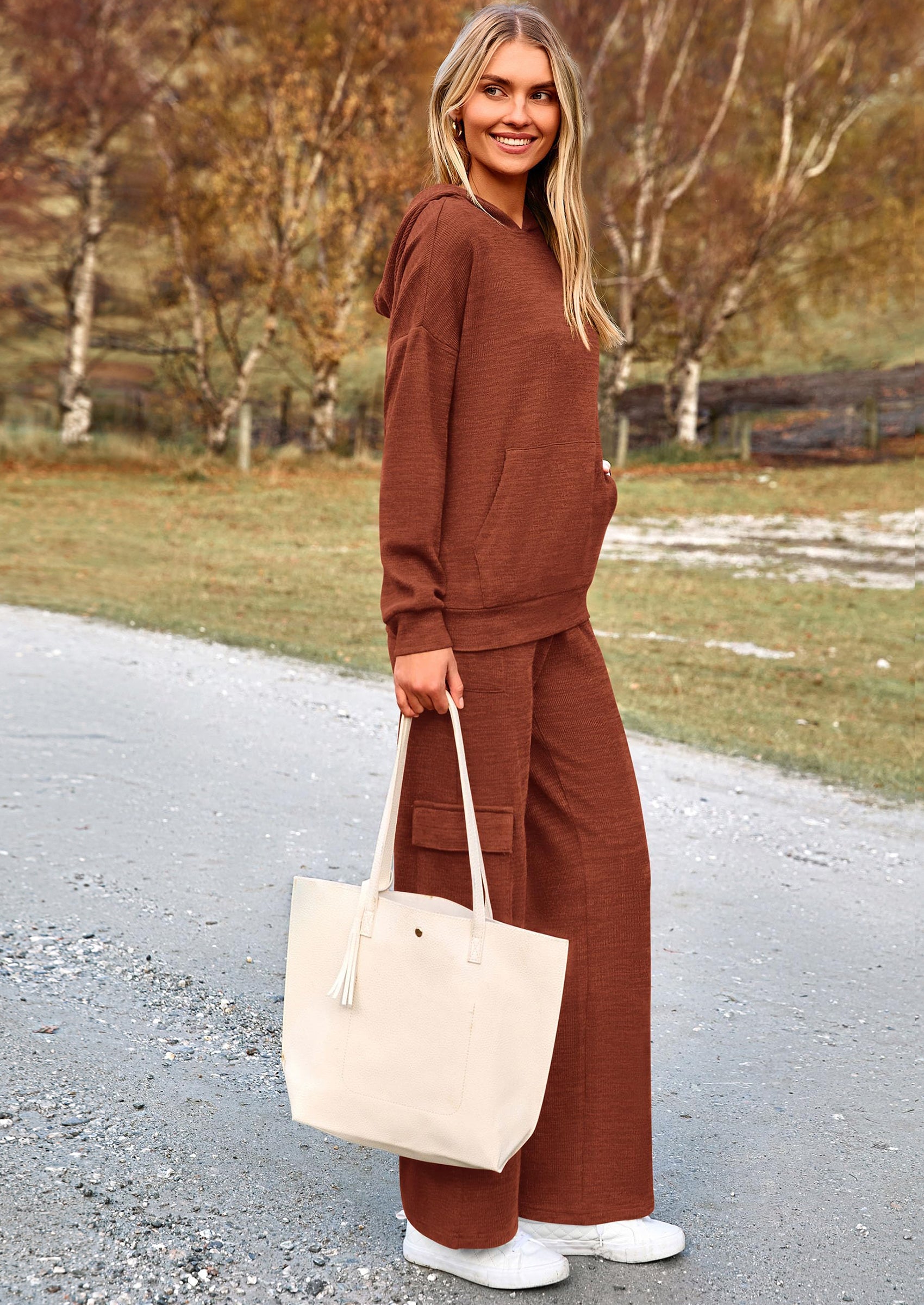 2 Piece Sets For Women Fall Sweatsuits Outfits Lounge Matching Hoodie Set Travel Track Suits Winter Clothes