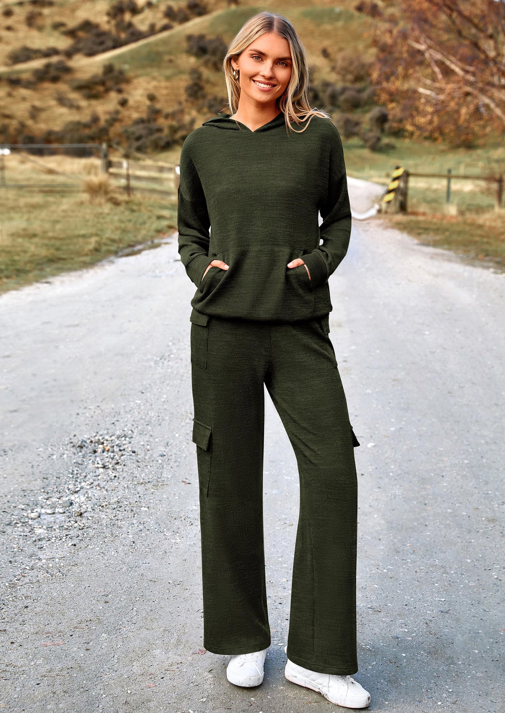 2 Piece Sets For Women Fall Sweatsuits Outfits Lounge Matching Hoodie Set Travel Track Suits Winter Clothes