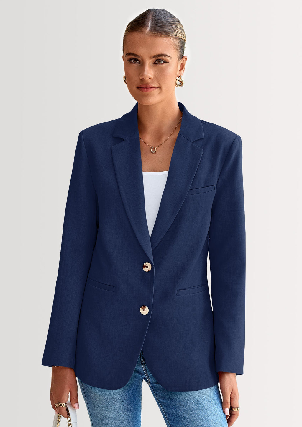Blazers for Women Business Casual Long Sleeve Lapel Open Front Suit Jacket Work Blazer with Pockets