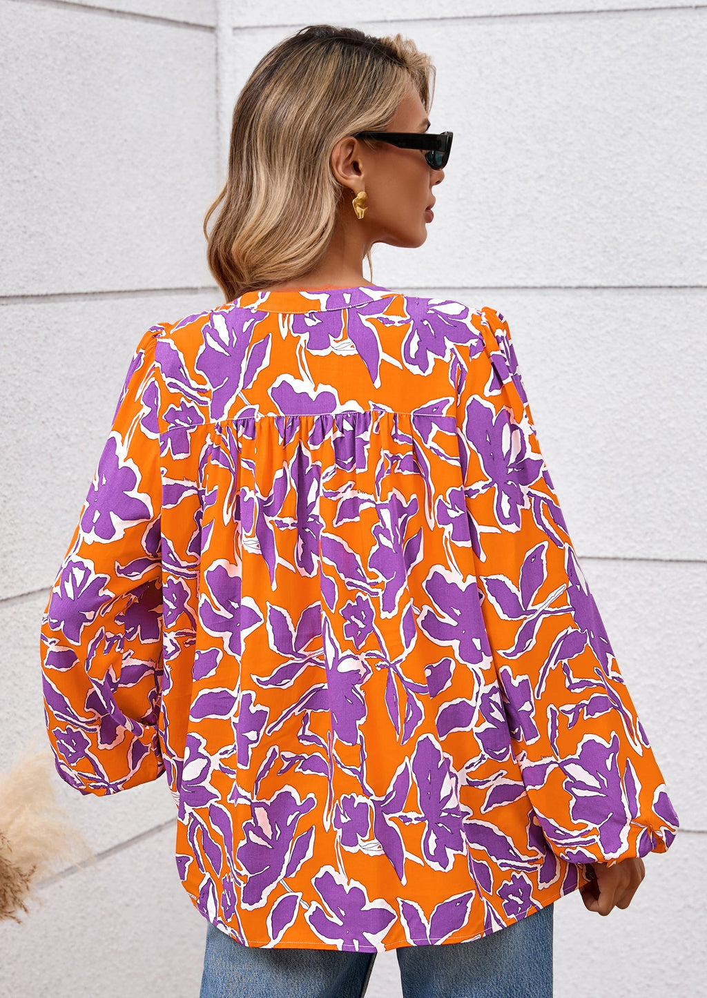 Women's Floral Button Down Blouse Fall Fashion Dressy Casual Long Sleeve Oversized Shirts Top Boho Clothes