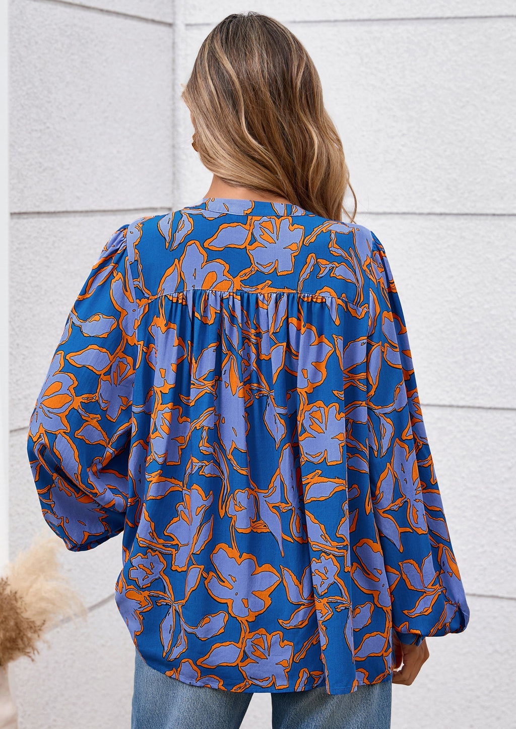 Women's Floral Button Down Blouse Fall Fashion Dressy Casual Long Sleeve Oversized Shirts Top Boho Clothes