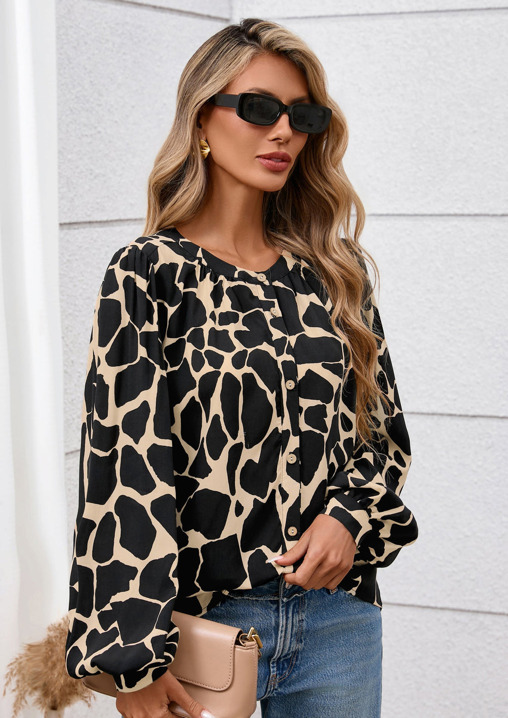 Women's Floral Button Down Blouse Fall Fashion Dressy Casual Long Sleeve Oversized Shirts Top Boho Clothes