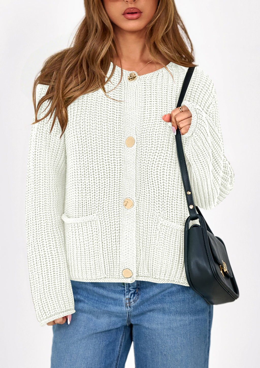 Cardigan Sweaters for Women Trendy Oversized Knit Chunky Button Cardigans Fall Winter Outfits with Pockets