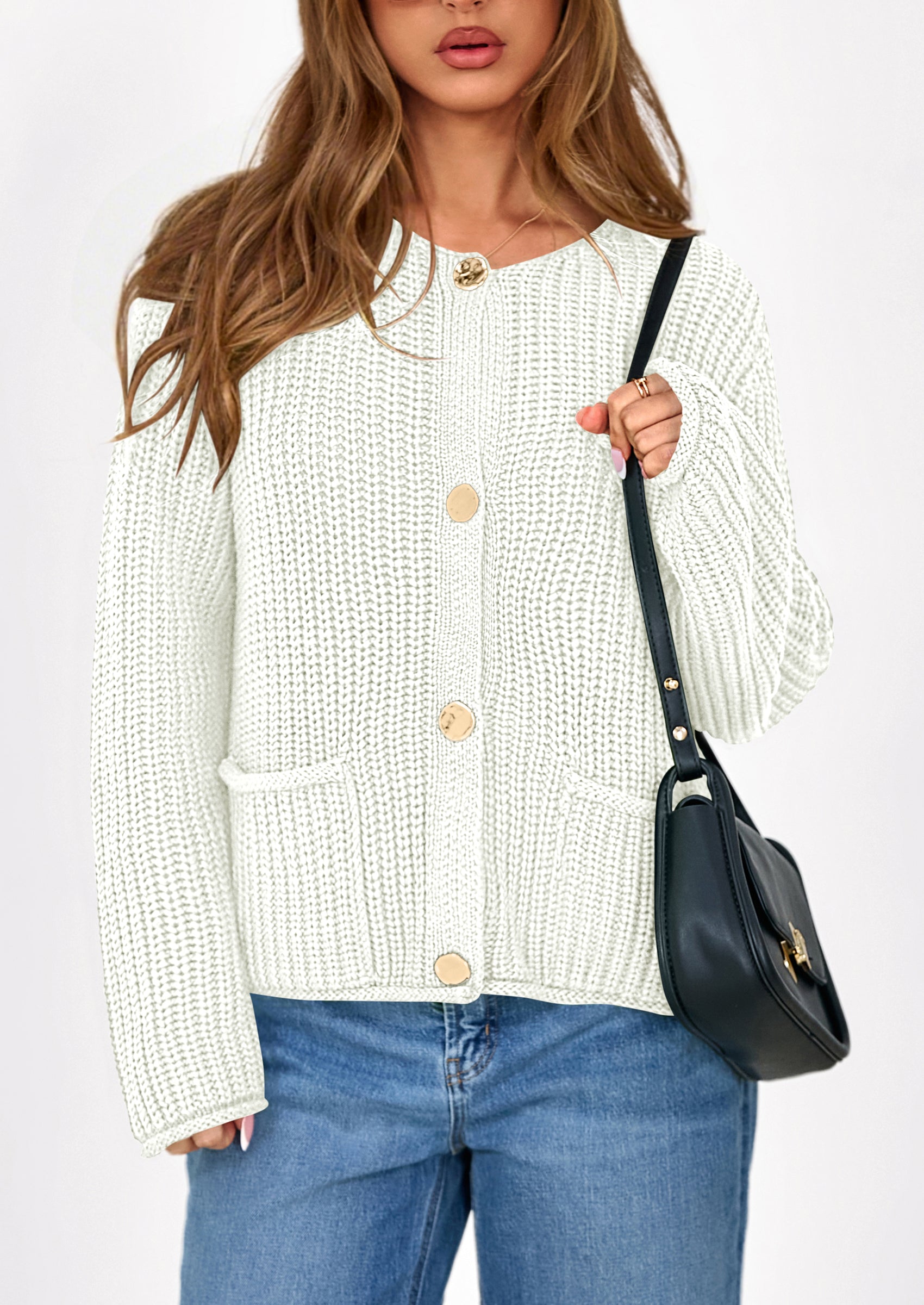 Cardigan Sweaters for Women Trendy Oversized Knit Chunky Button Cardigans Fall Winter Outfits with Pockets