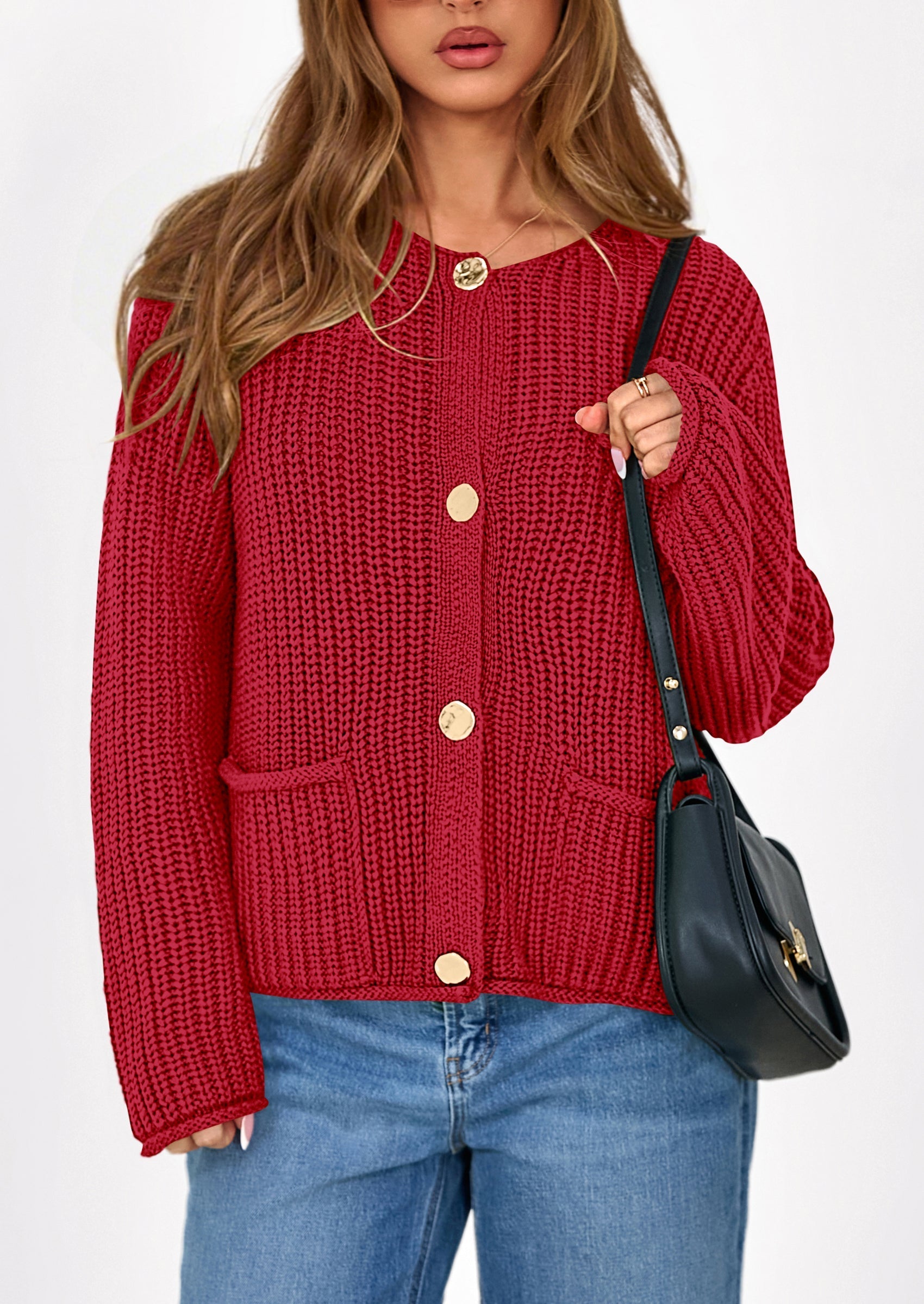 Cardigan Sweaters for Women Trendy Oversized Knit Chunky Button Cardigans Fall Winter Outfits with Pockets