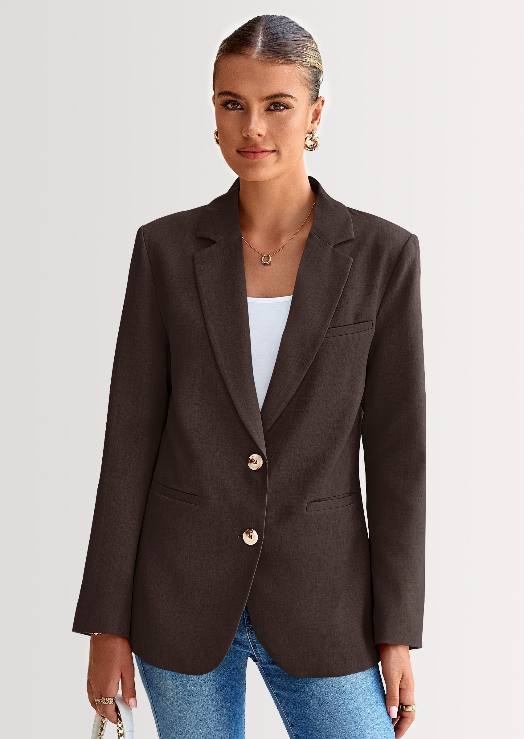Blazers for Women Business Casual Long Sleeve Lapel Open Front Suit Jacket Work Blazer with Pockets