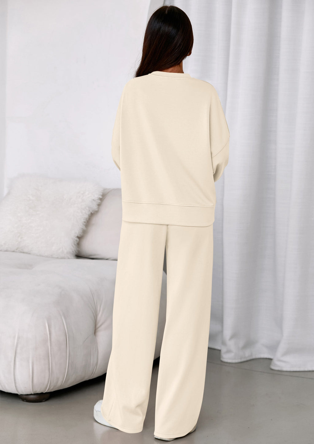 2 Piece Sets For Women Fall Trendy Long Sleeve Sweatshirt Wide Leg Pants Loungewear Set Matching Sweatsuit