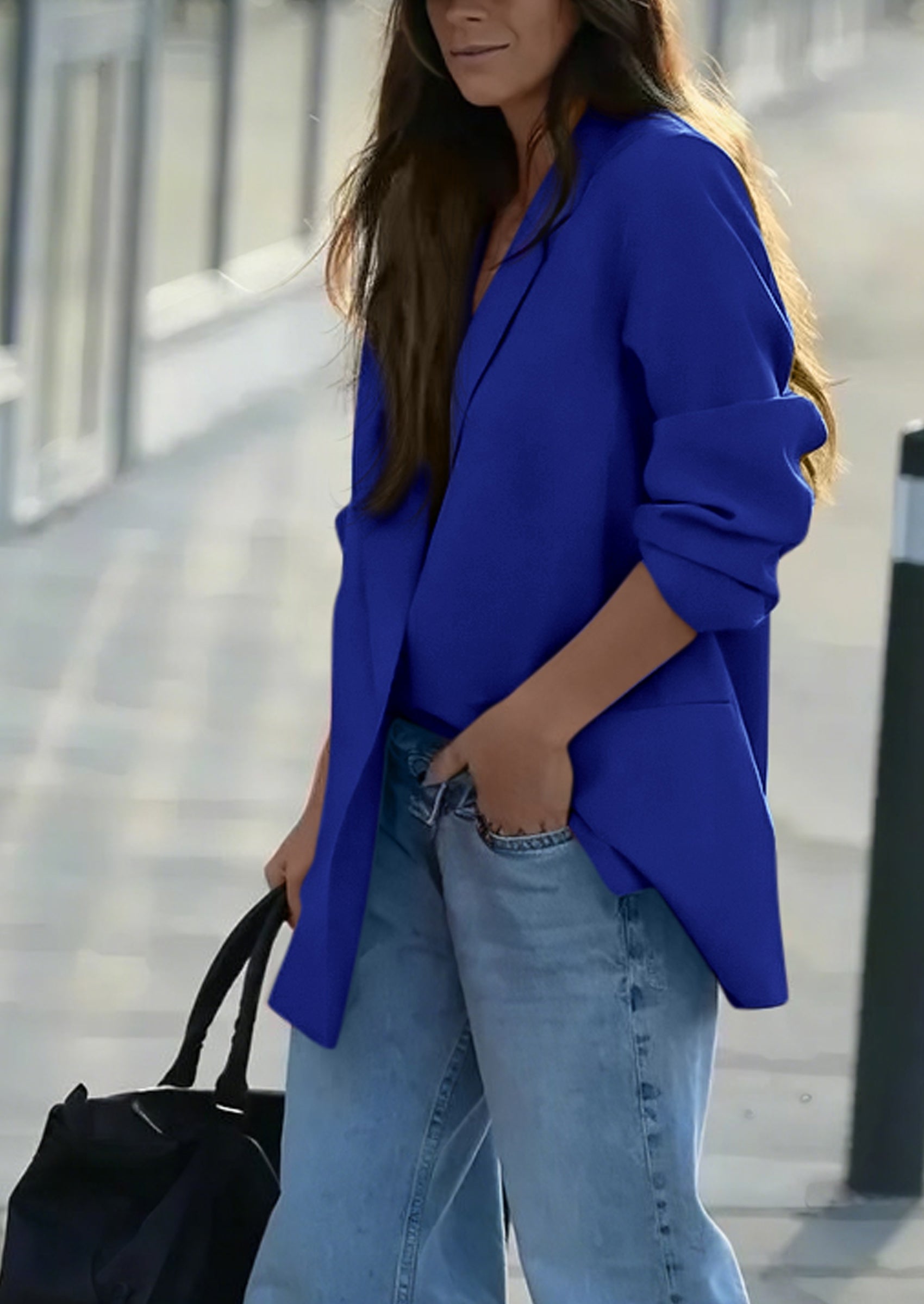 Fall Blazers for Women Business Casual Long Sleeve Lapel Pockets Dressy Suit Jackets Work Office Clothes