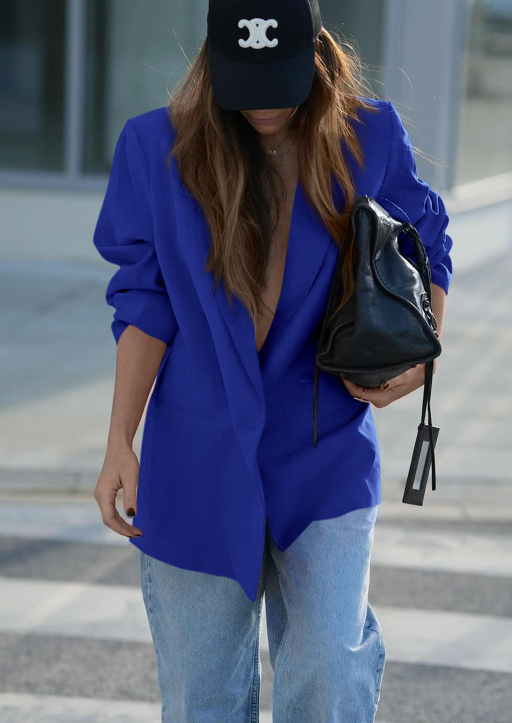 Fall Blazers for Women Business Casual Long Sleeve Lapel Pockets Dressy Suit Jackets Work Office Clothes