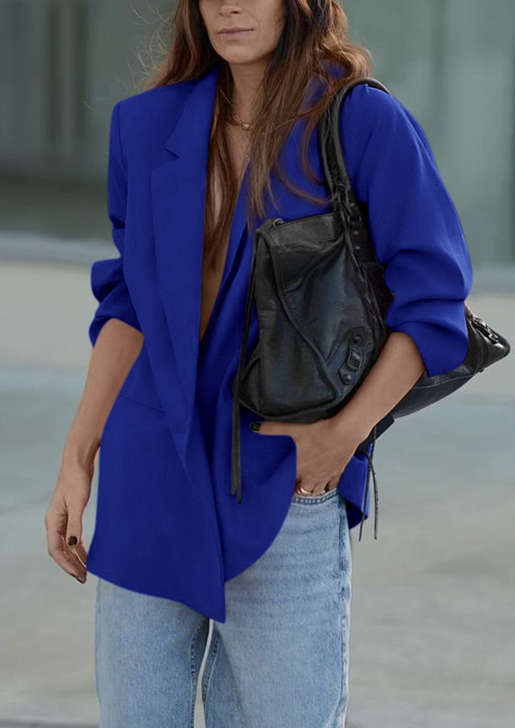 Fall Blazers for Women Business Casual Long Sleeve Lapel Pockets Dressy Suit Jackets Work Office Clothes