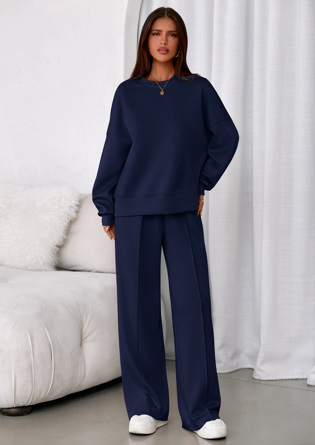 2 Piece Sets For Women Fall Trendy Long Sleeve Sweatshirt Wide Leg Pants Loungewear Set Matching Sweatsuit