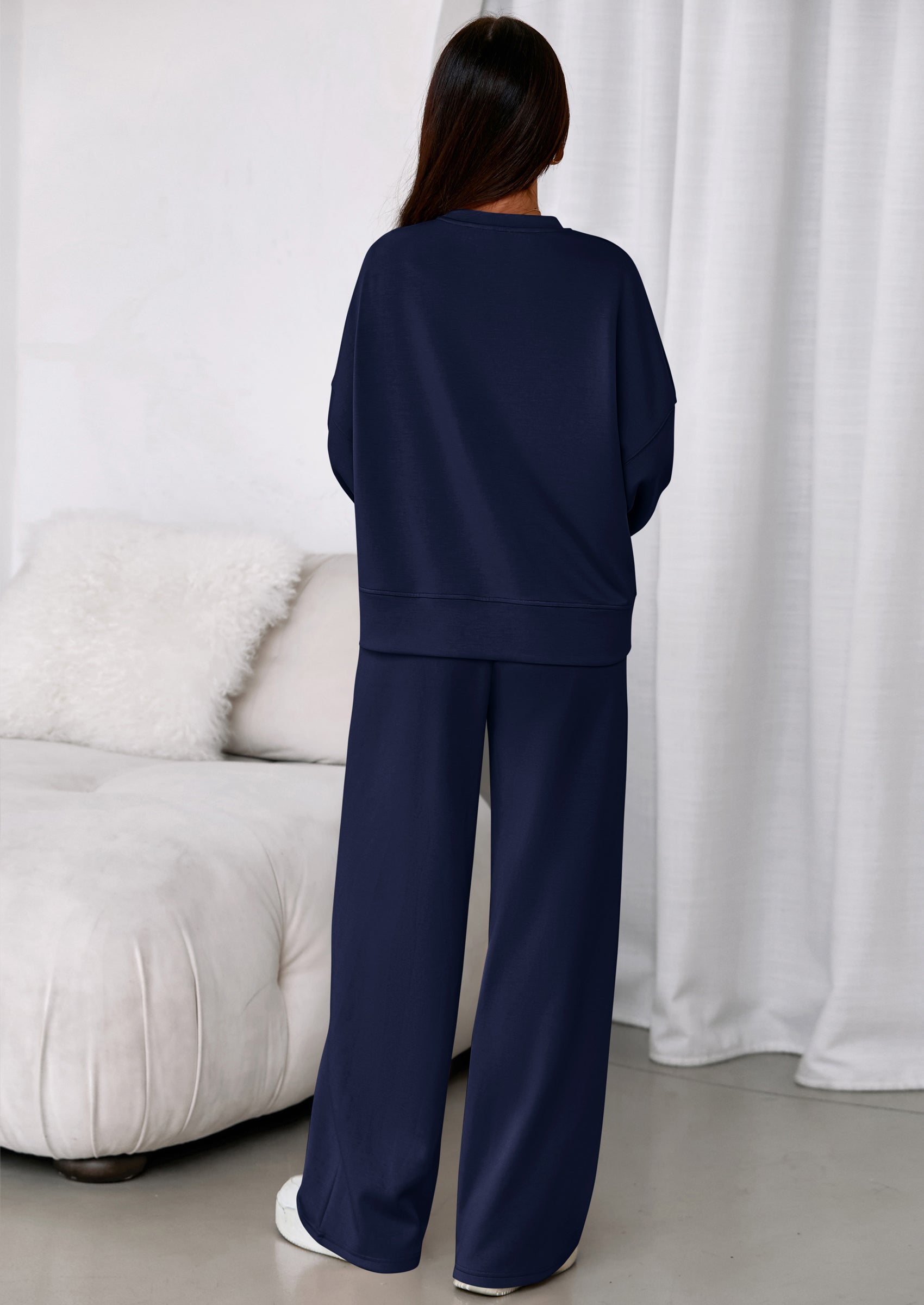 2 Piece Sets For Women Fall Trendy Long Sleeve Sweatshirt Wide Leg Pants Loungewear Set Matching Sweatsuit