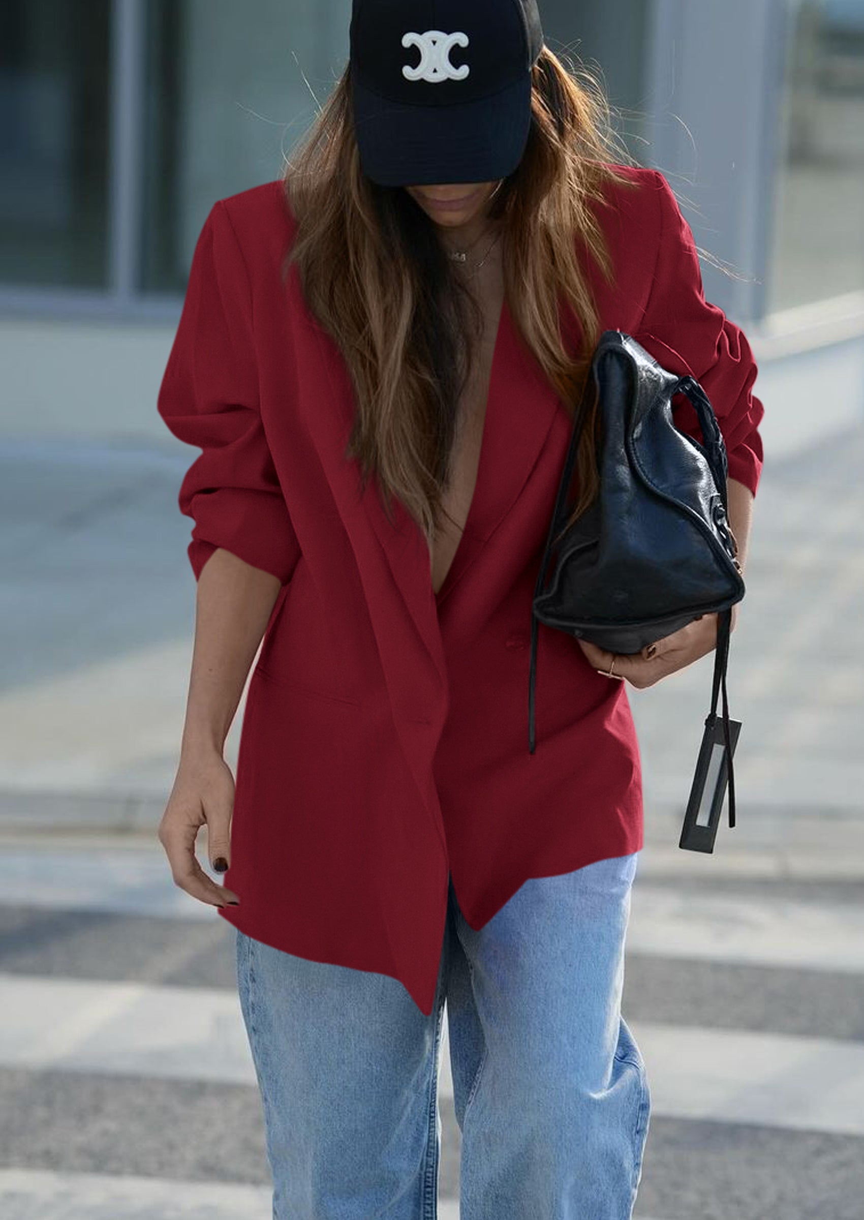 Fall Blazers for Women Business Casual Long Sleeve Lapel Pockets Dressy Suit Jackets Work Office Clothes