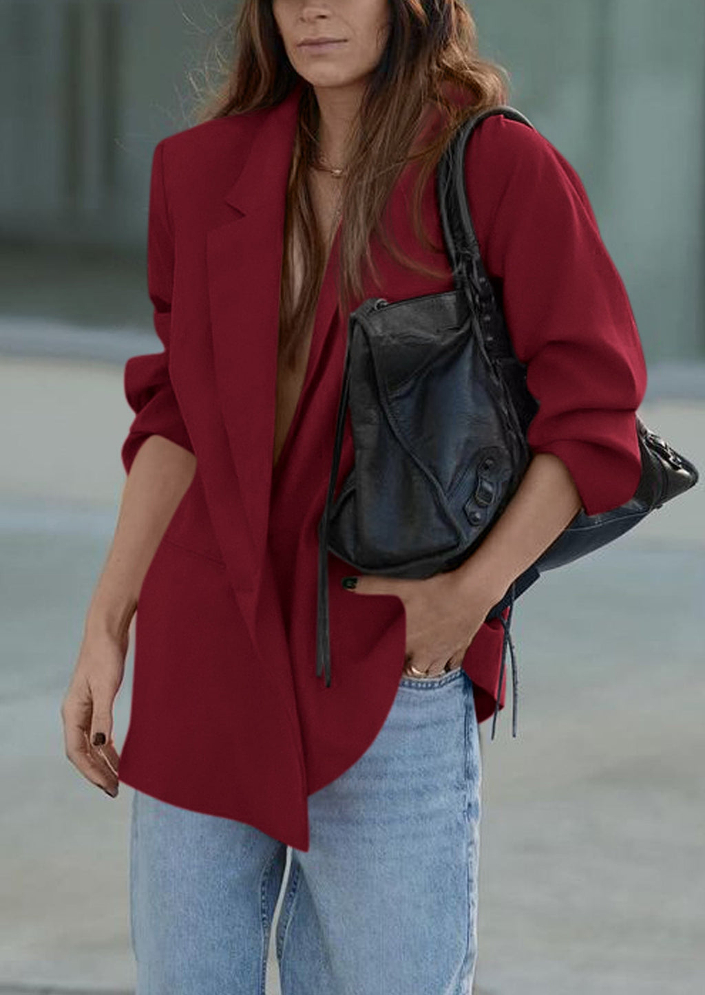 Fall Blazers for Women Business Casual Long Sleeve Lapel Pockets Dressy Suit Jackets Work Office Clothes