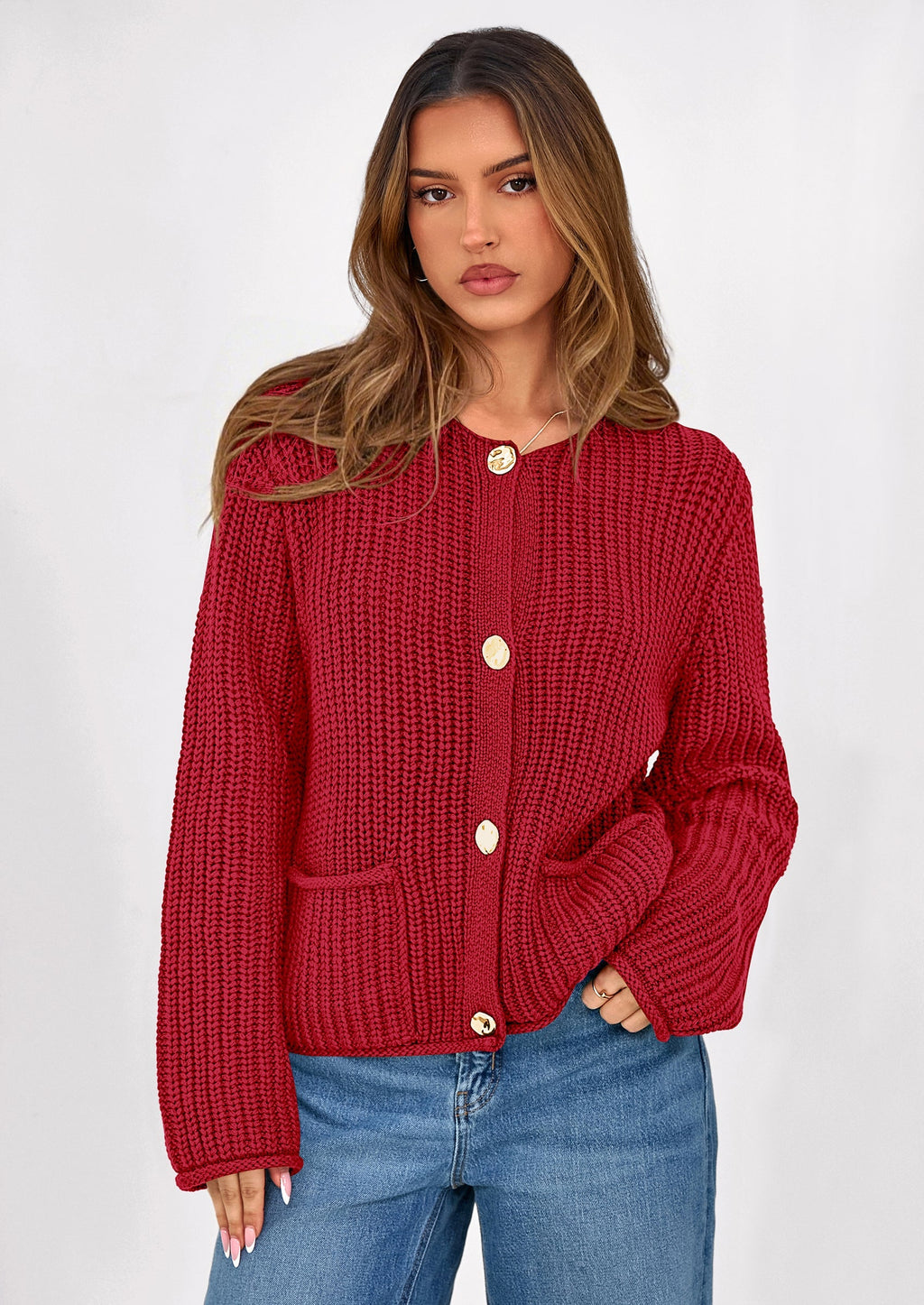 Cardigan Sweaters for Women Trendy Oversized Knit Chunky Button Cardigans Fall Winter Outfits with Pockets