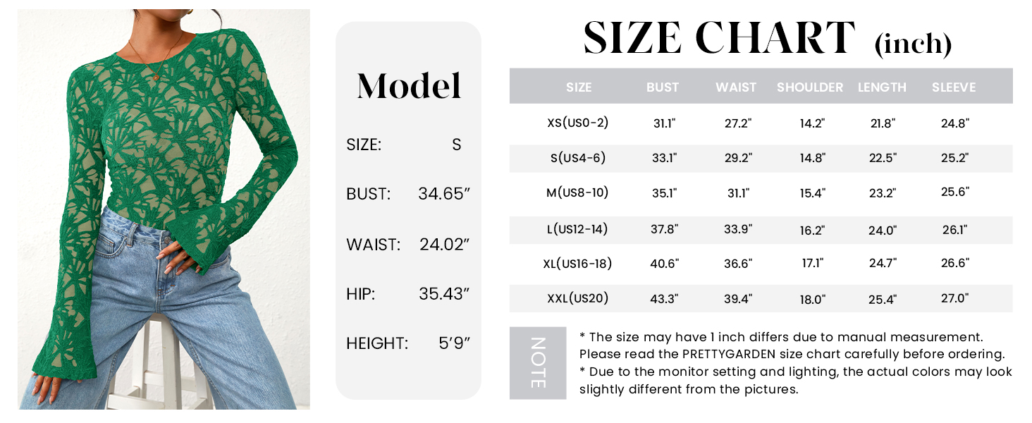 Womens Lace Long Bell Sleeve Tops Fall Sexy See Through Sheer Floral Blouse Shirt Fitted Going Out Outfits