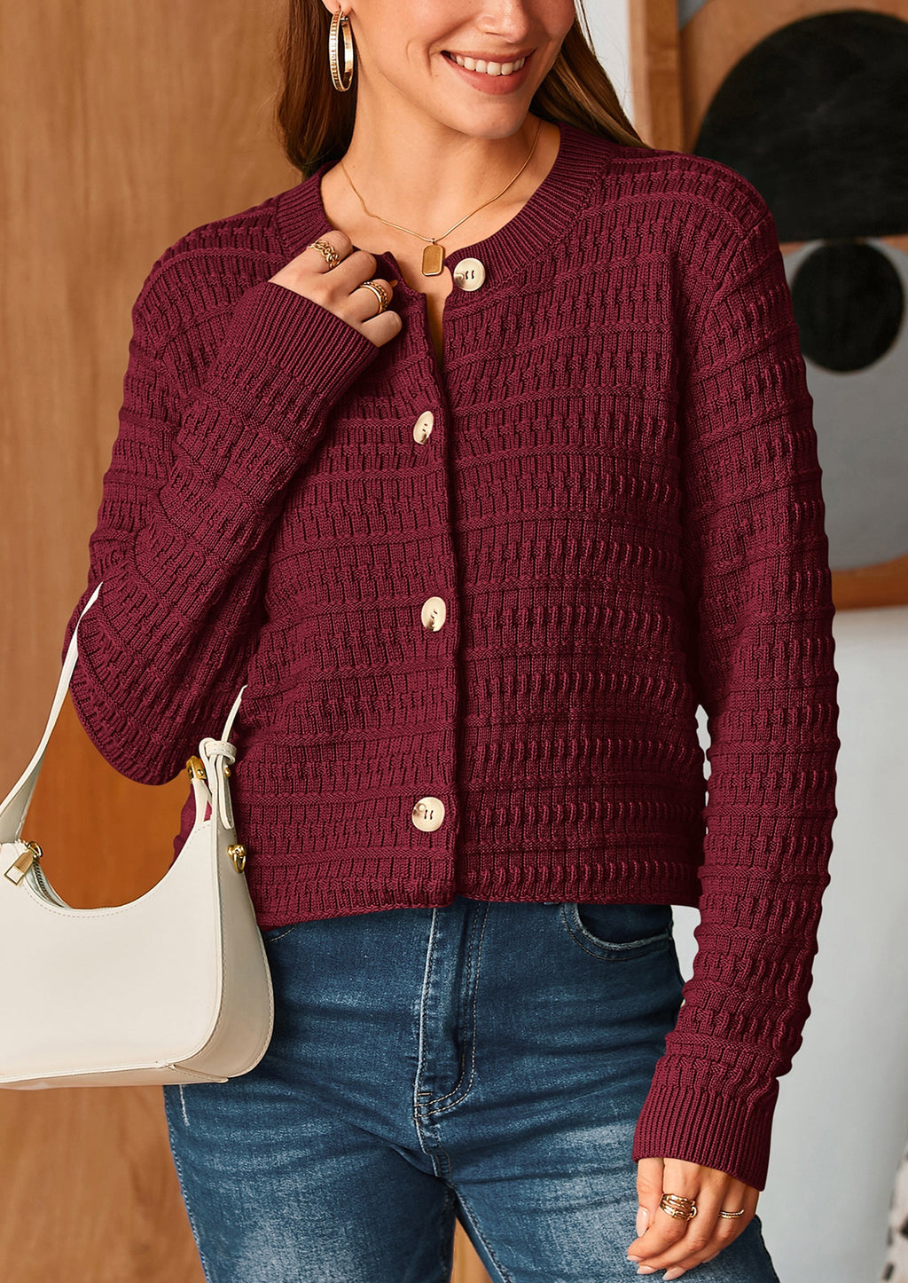 Women's Knit Cardigan Sweaters Casual Long Sleeve Open Front Button Down Trendy Jackets Outerwear