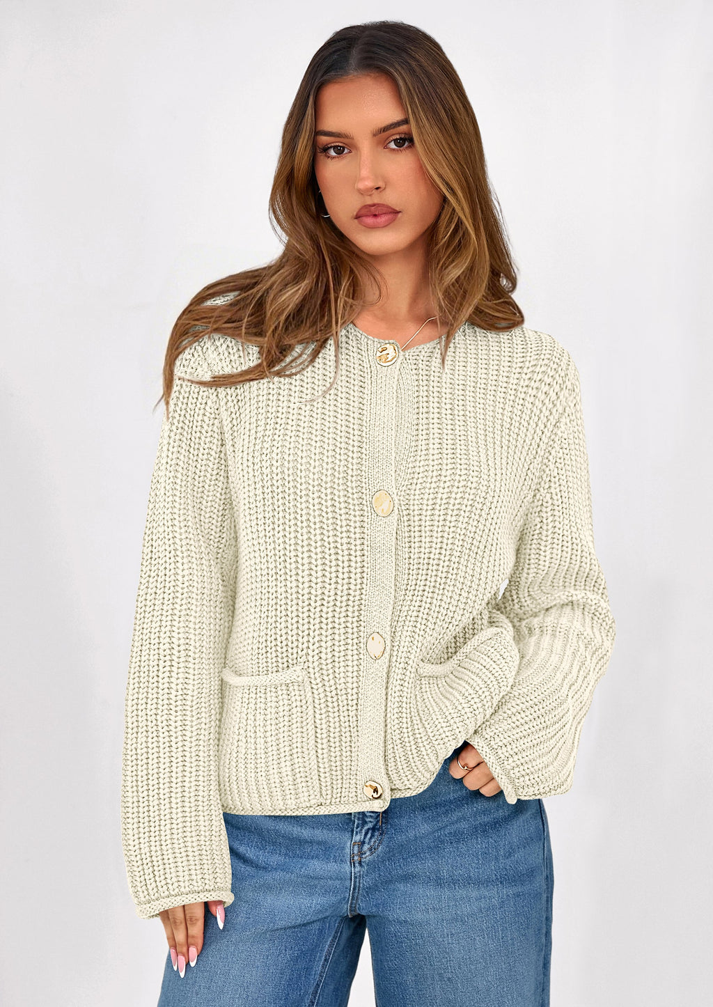 Cardigan Sweaters for Women Trendy Oversized Knit Chunky Button Cardigans Fall Winter Outfits with Pockets