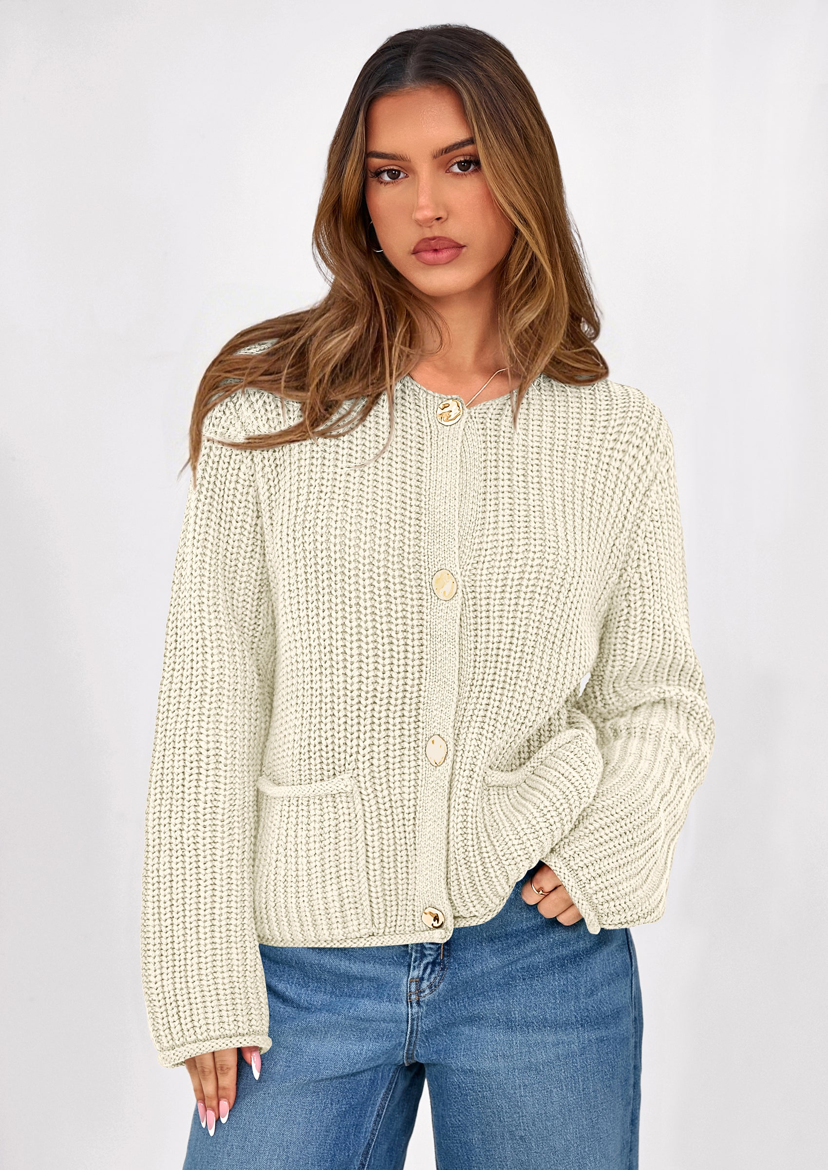 Cardigan Sweaters for Women Trendy Oversized Knit Chunky Button Cardigans Fall Winter Outfits with Pockets