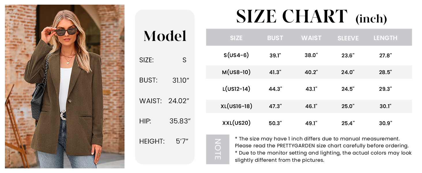 Women's Winter Corduroy Blazers Jackets Dressy Casual Ribbed Long Sleeve Lapel Fashion Work Business Outerwear