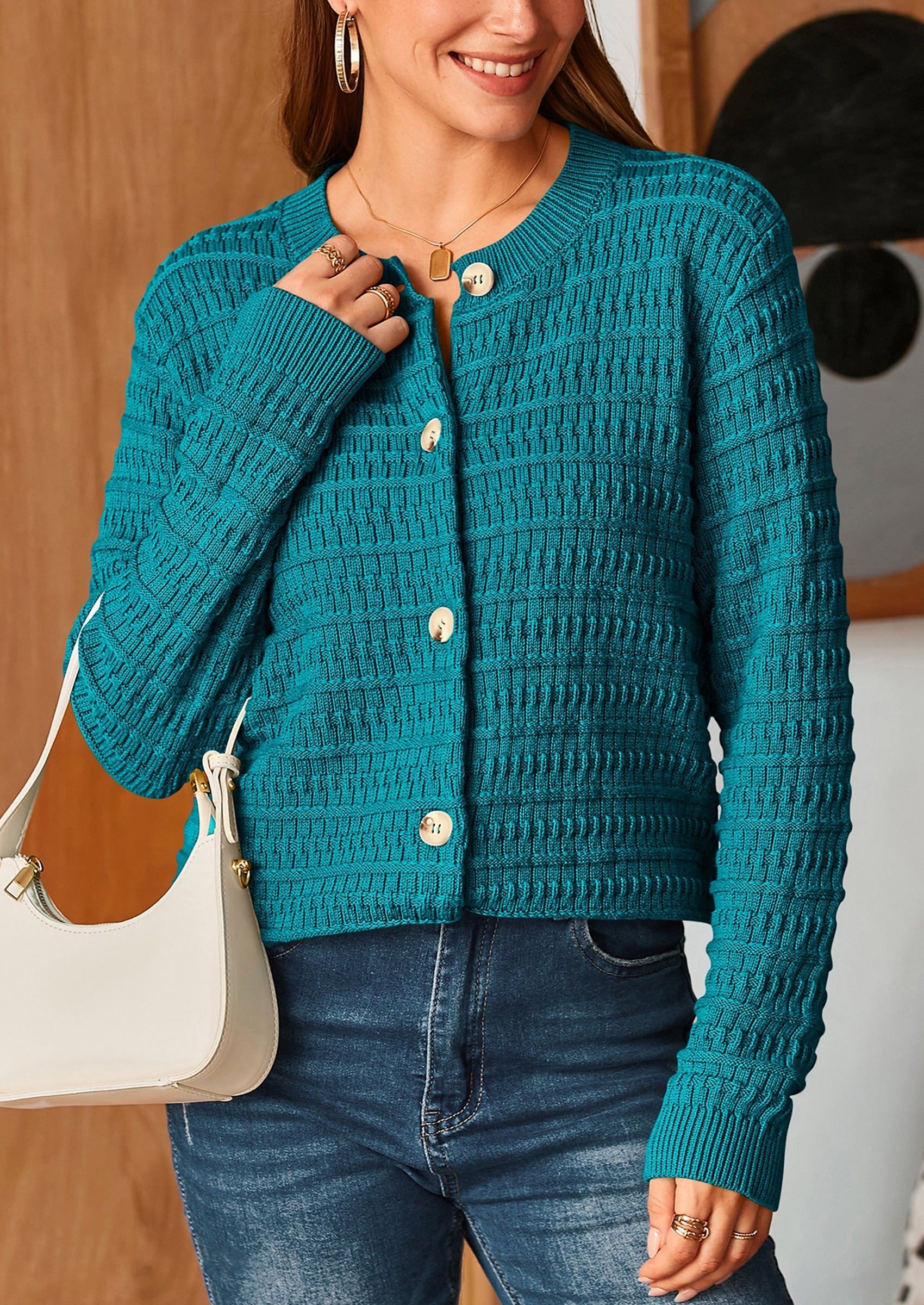 Women's Knit Cardigan Sweaters Casual Long Sleeve Open Front Button Down Trendy Jackets Outerwear