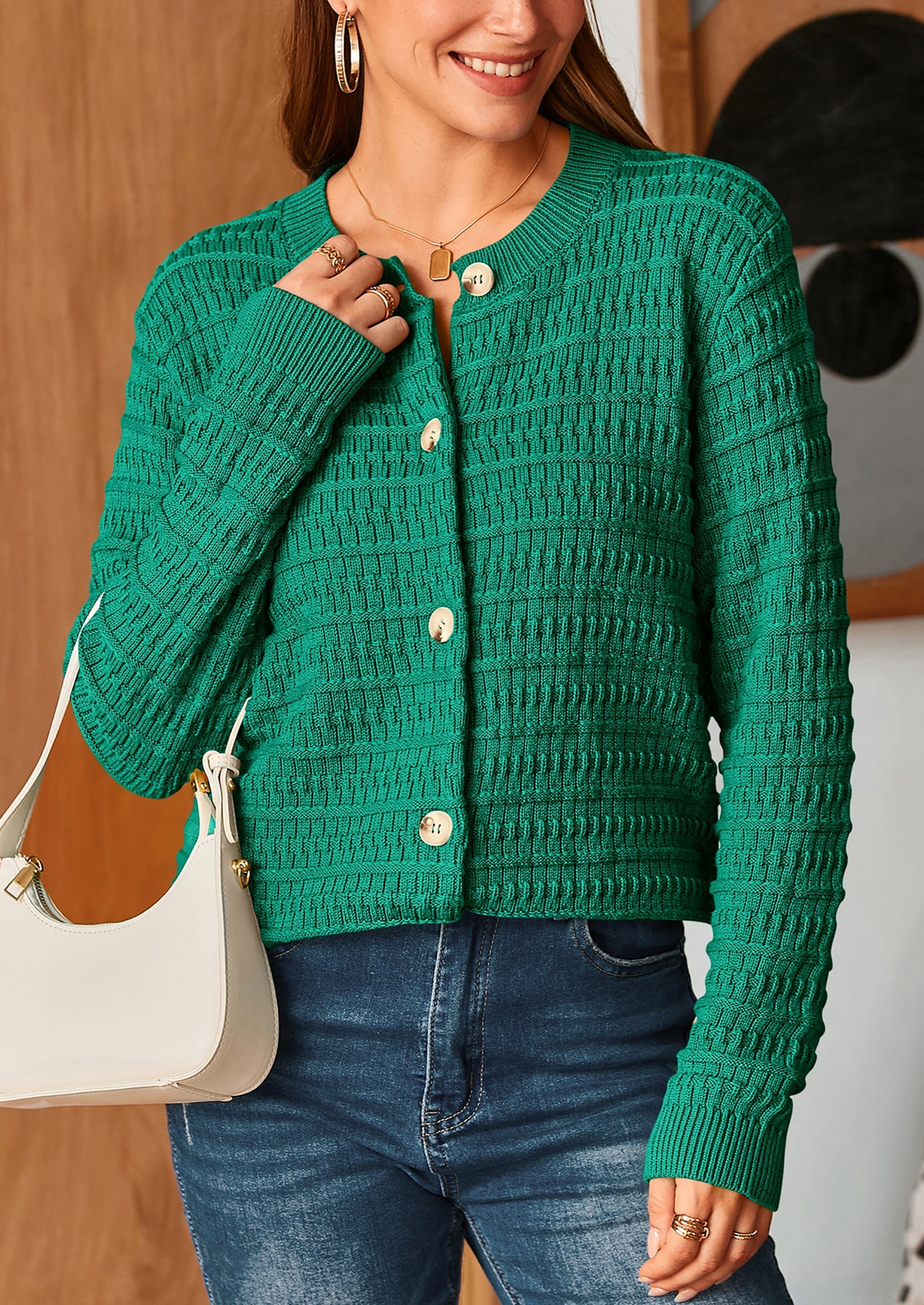 Women's Knit Cardigan Sweaters Casual Long Sleeve Open Front Button Down Trendy Jackets Outerwear