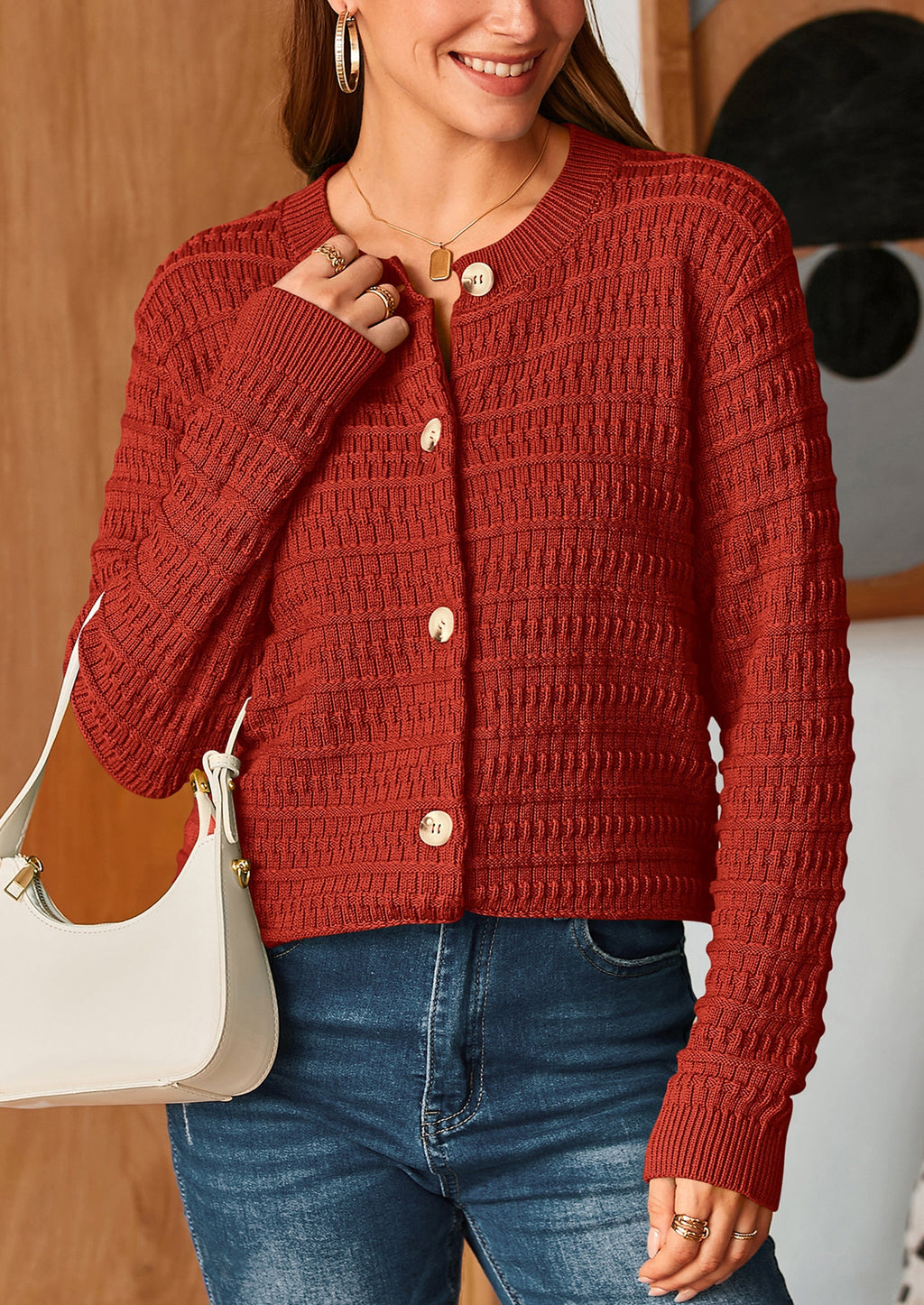 Women's Knit Cardigan Sweaters Casual Long Sleeve Open Front Button Down Trendy Jackets Outerwear