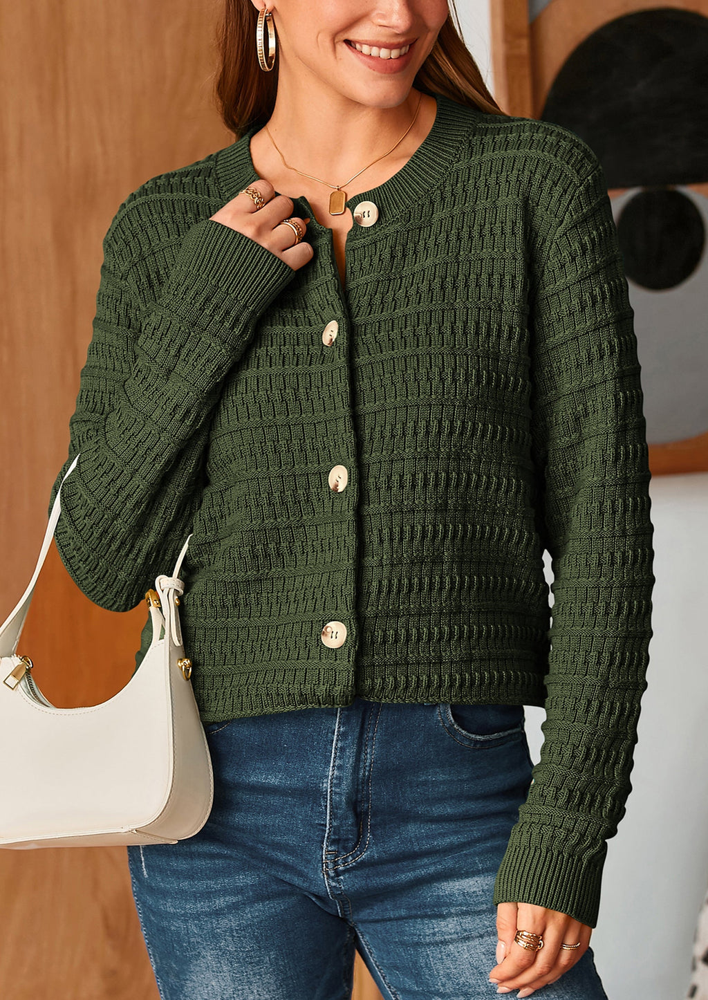 Women's Knit Cardigan Sweaters Casual Long Sleeve Open Front Button Down Trendy Jackets Outerwear