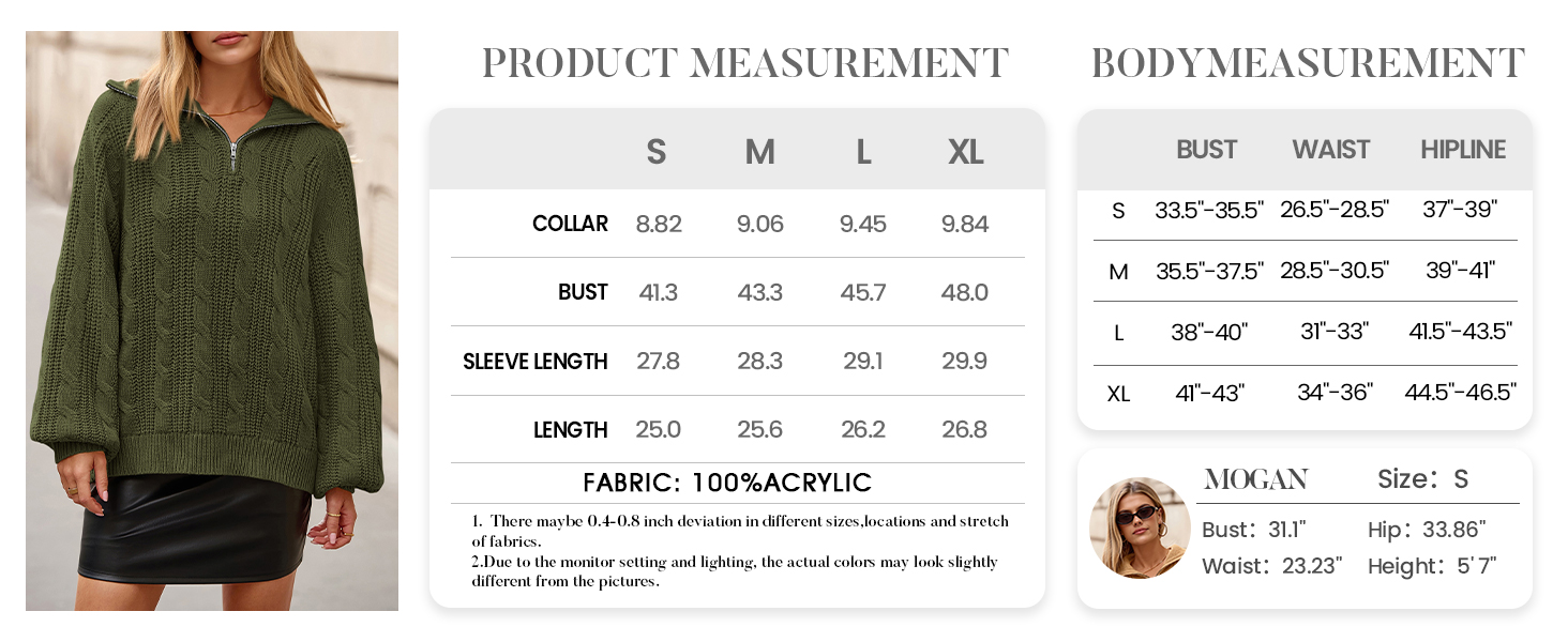 Sweaters for Women Fall Fashion Loose Quarter Zip Pullover Collared Long Sleeve Cable Knit Winter Clothes