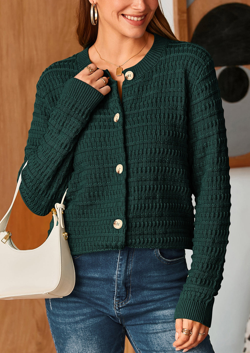 Women's Knit Cardigan Sweaters Casual Long Sleeve Open Front Button Down Trendy Jackets Outerwear