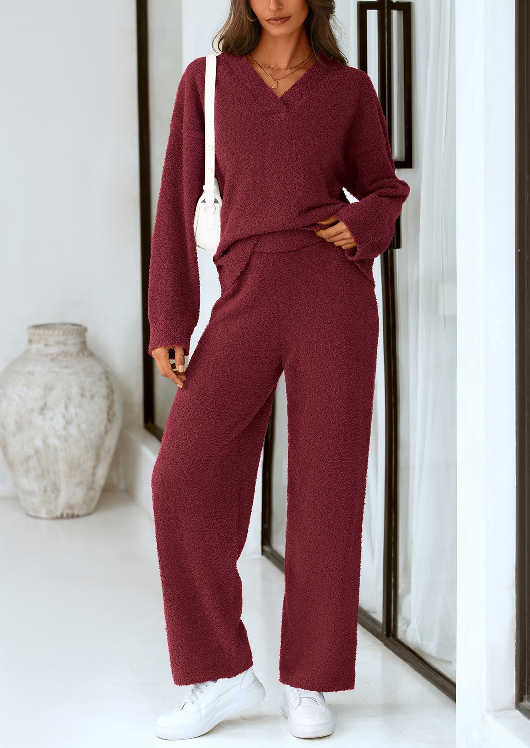 Lounge Sets for Women Two Piece Sweaters Pajama Set Fall Fashion Loungewear Outfits Matching Winter Clothes