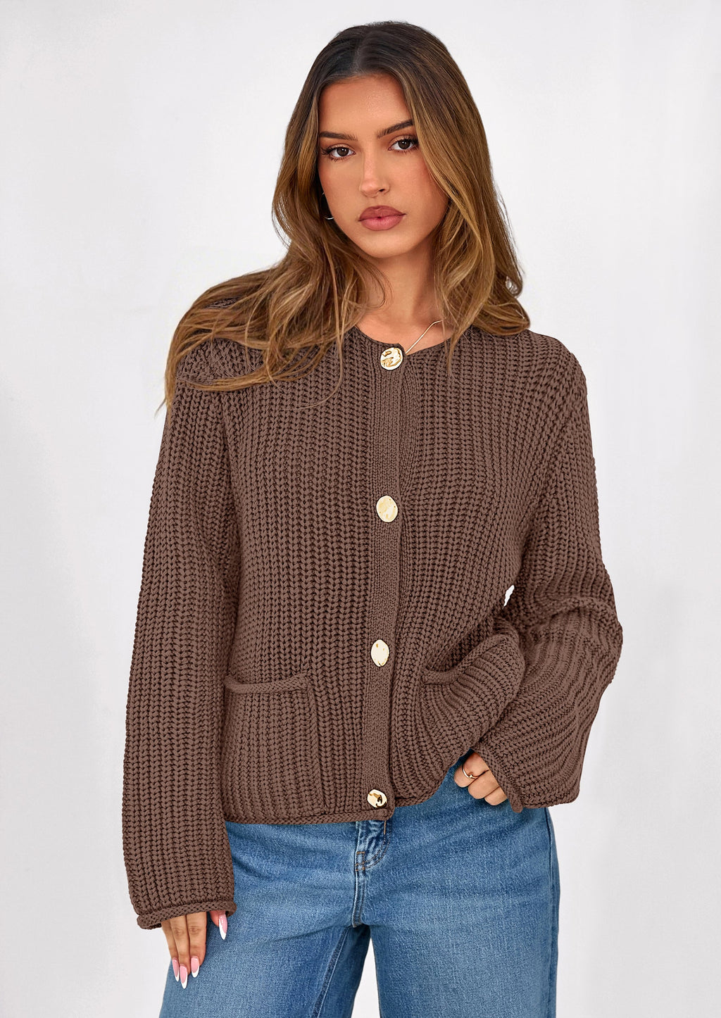 Cardigan Sweaters for Women Trendy Oversized Knit Chunky Button Cardigans Fall Winter Outfits with Pockets