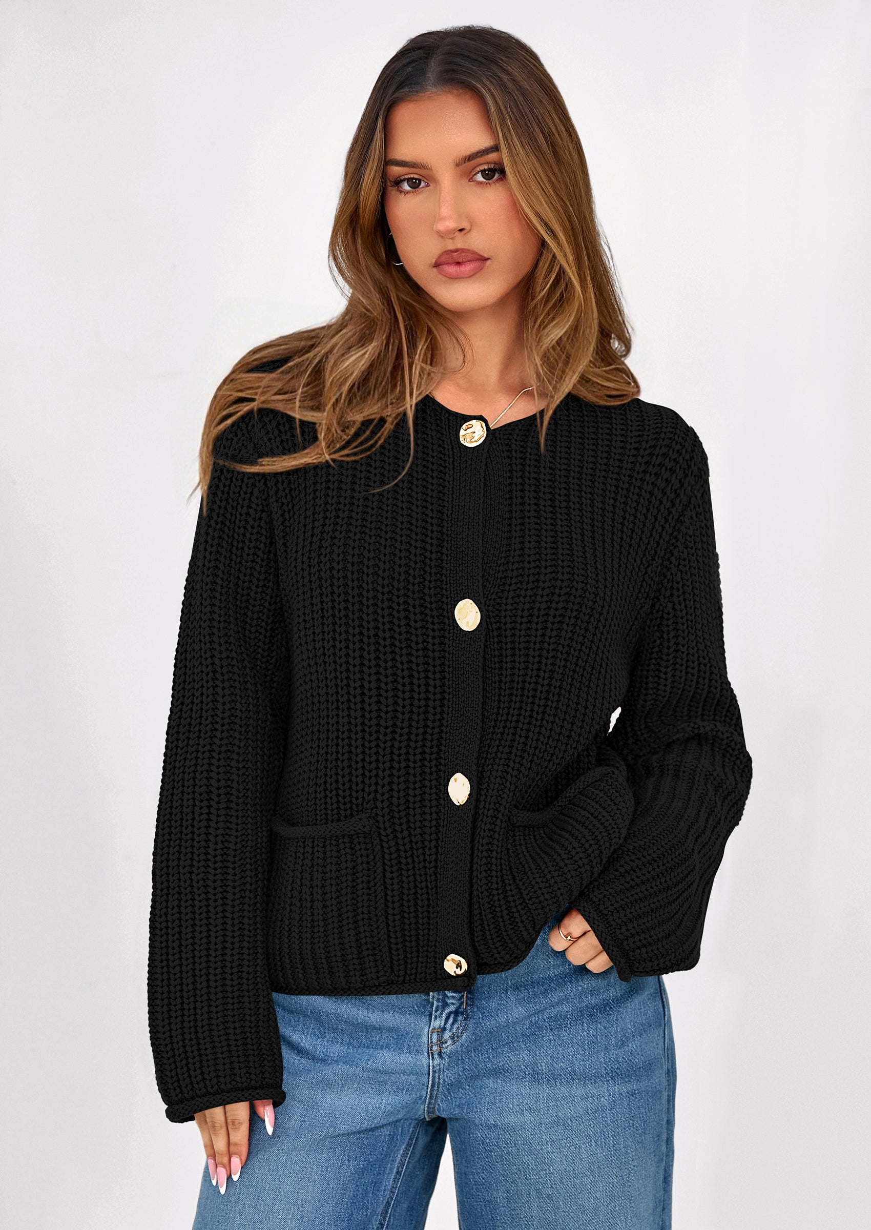 Cardigan Sweaters for Women Trendy Oversized Knit Chunky Button Cardigans Fall Winter Outfits with Pockets