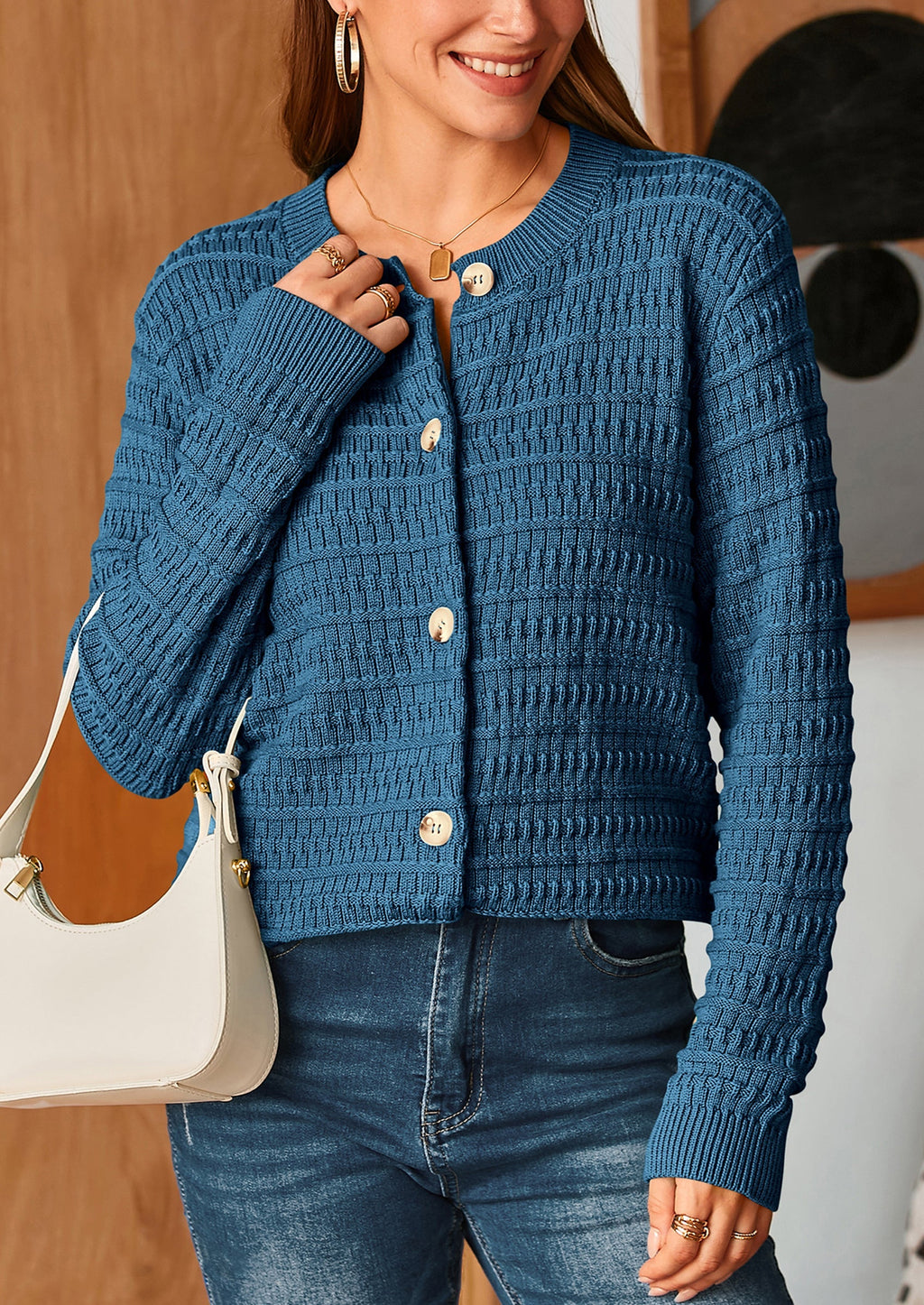 Women's Knit Cardigan Sweaters Casual Long Sleeve Open Front Button Down Trendy Jackets Outerwear