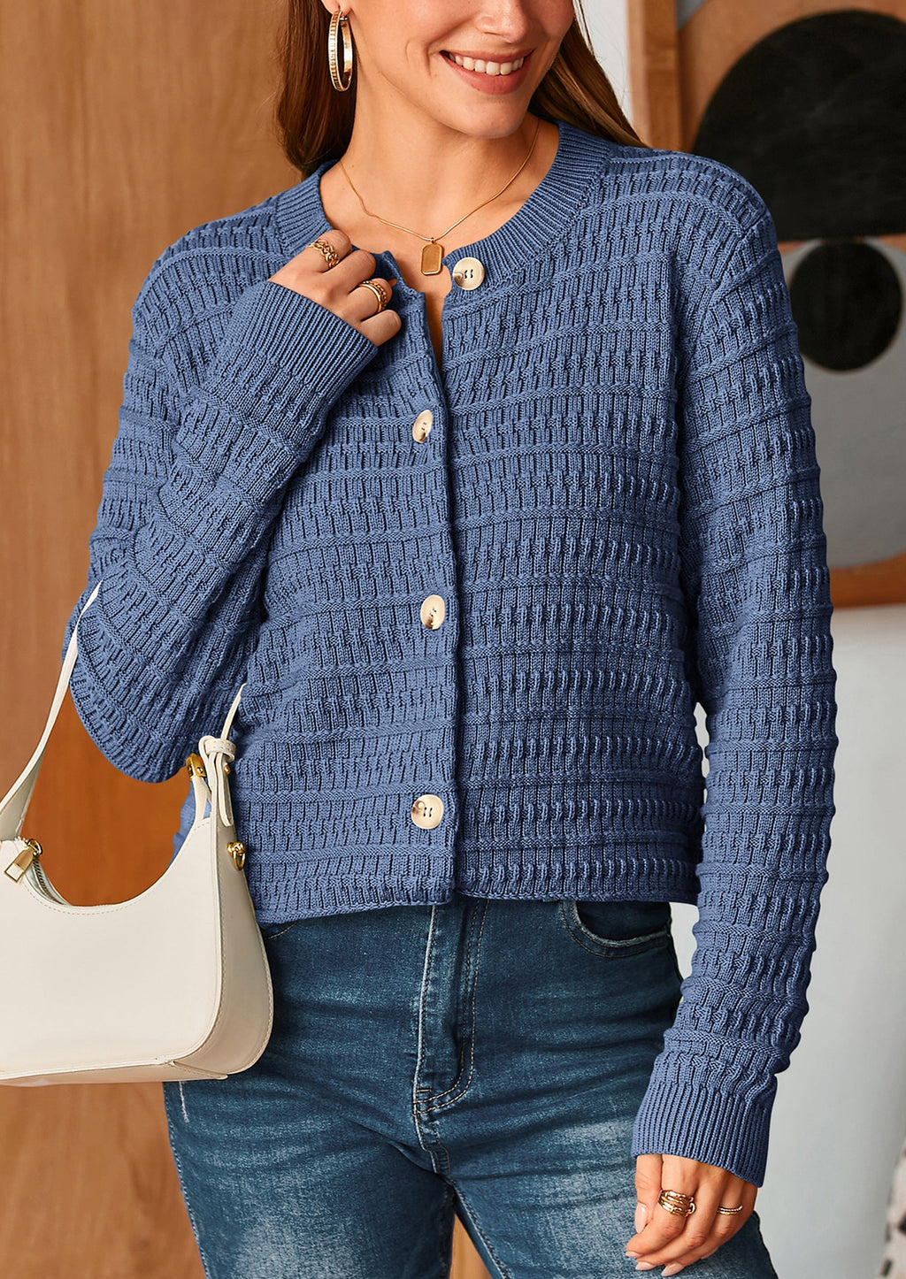 Women's Knit Cardigan Sweaters Casual Long Sleeve Open Front Button Down Trendy Jackets Outerwear