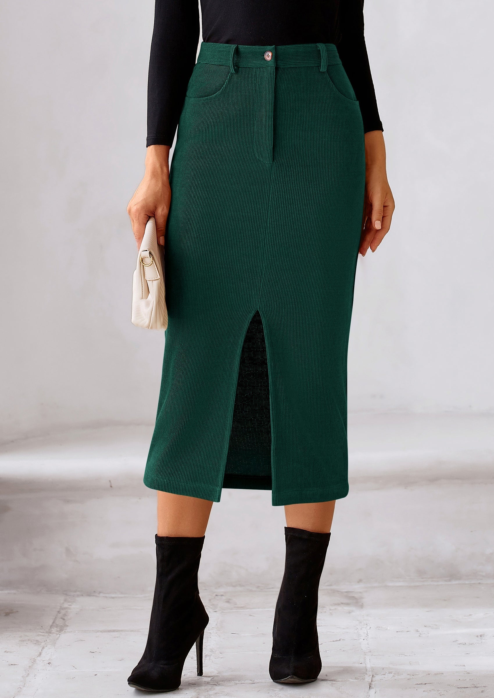 Corduroy Skirt Women Fall Fashion High Waisted Pencil Midi Skirts Business Casual Work Office Winter Outfit