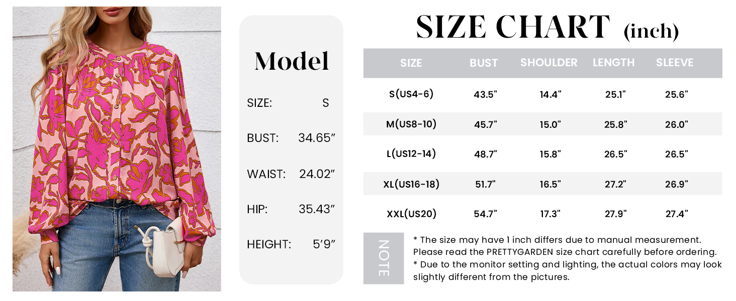 Women's Floral Button Down Blouse Fall Fashion Dressy Casual Long Sleeve Oversized Shirts Top Boho Clothes