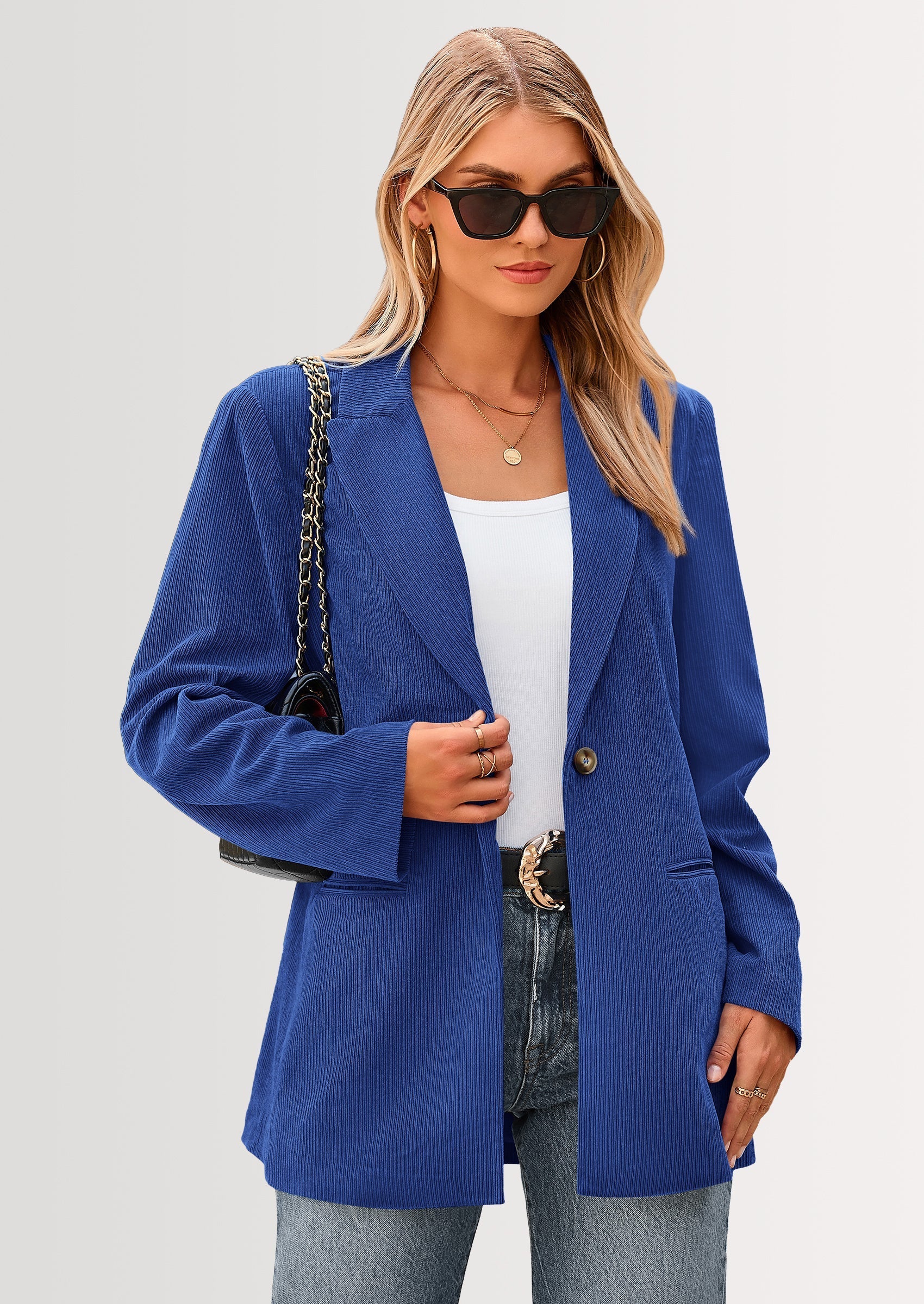 Women's Winter Corduroy Blazers Jackets Dressy Casual Ribbed Long Sleeve Lapel Fashion Work Business Outerwear