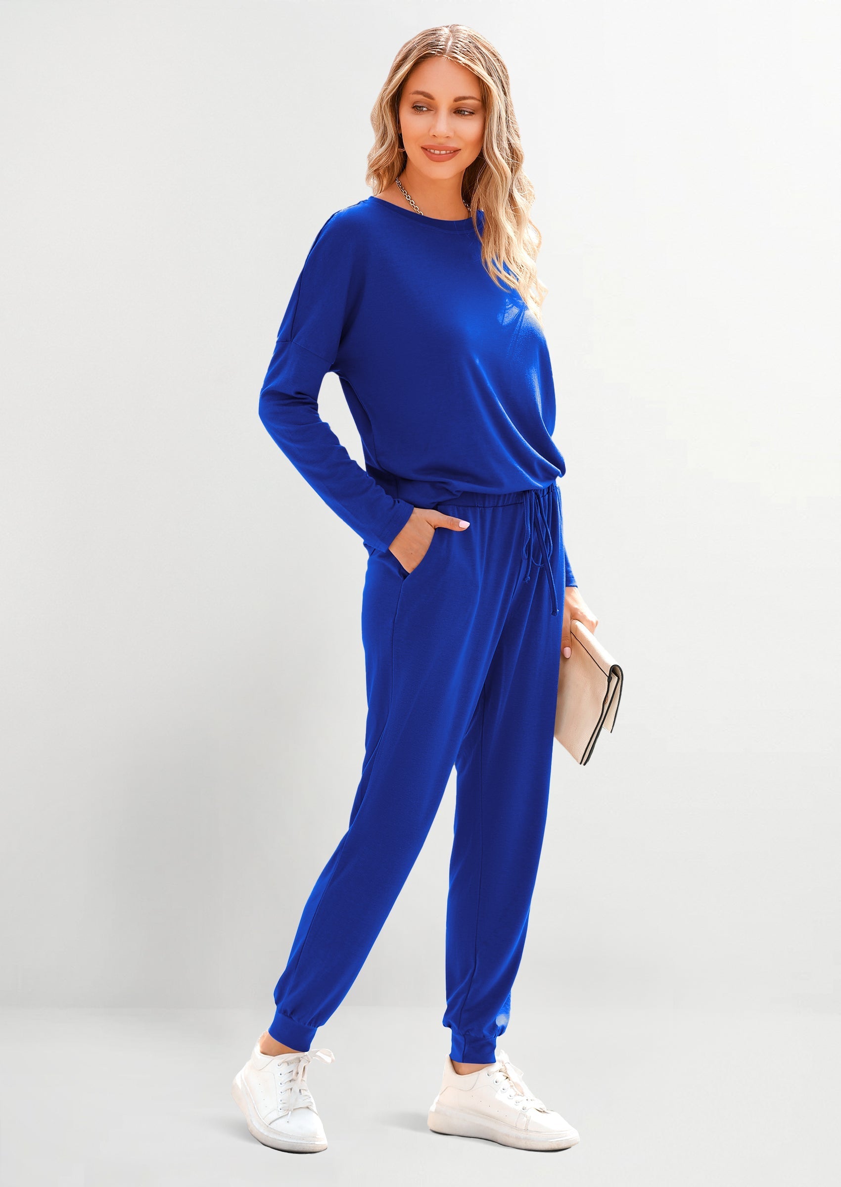 Lounge Outfit Long Sleeve Crewneck Pullover Tops High Waisted Pants Set Tracksuit