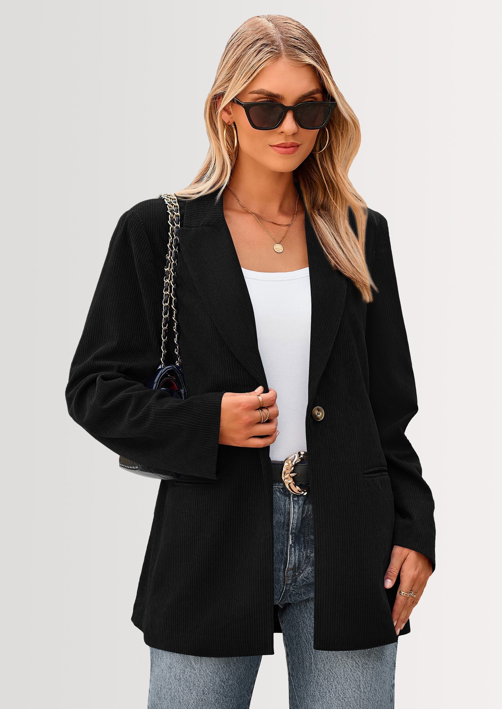 Women's Winter Corduroy Blazers Jackets Dressy Casual Ribbed Long Sleeve Lapel Fashion Work Business Outerwear