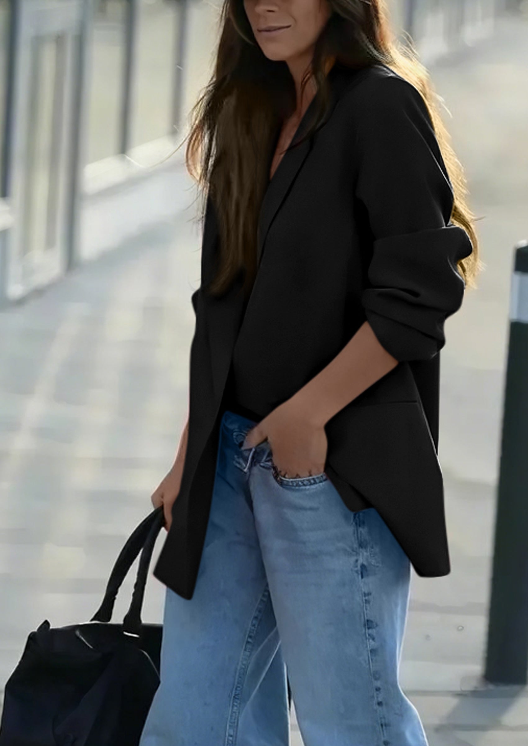 Fall Blazers for Women Business Casual Long Sleeve Lapel Pockets Dressy Suit Jackets Work Office Clothes