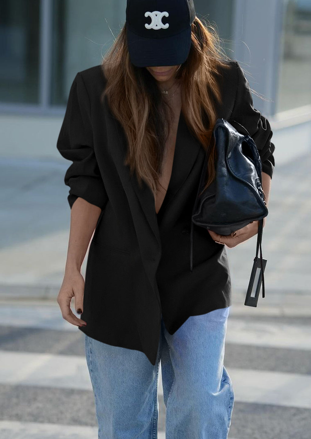 Fall Blazers for Women Business Casual Long Sleeve Lapel Pockets Dressy Suit Jackets Work Office Clothes