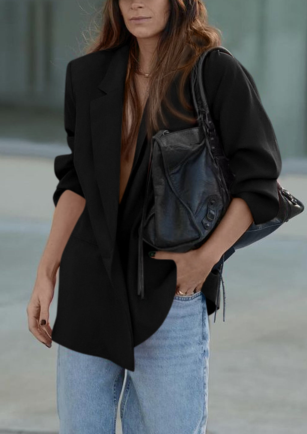 Fall Blazers for Women Business Casual Long Sleeve Lapel Pockets Dressy Suit Jackets Work Office Clothes