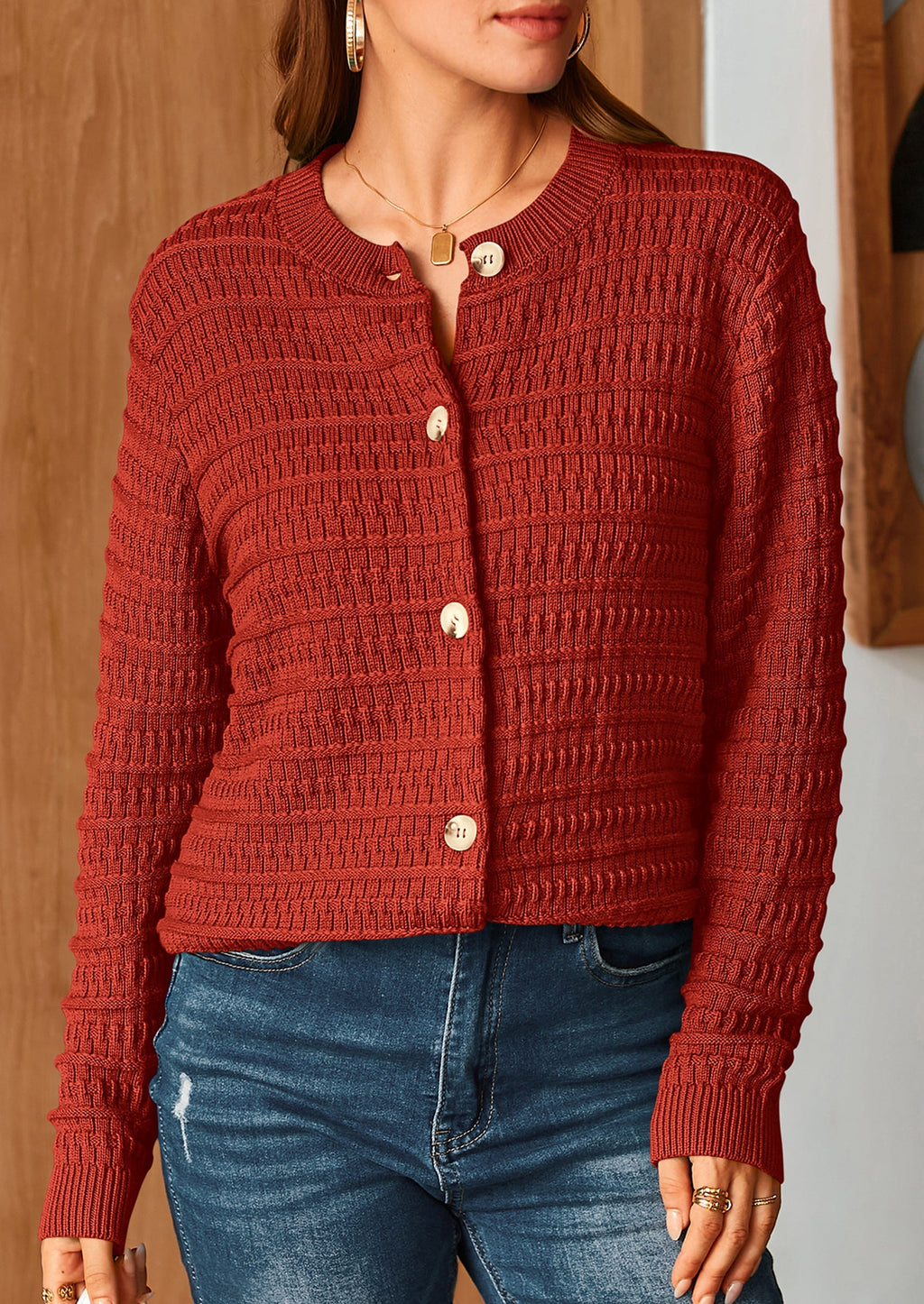 Women's Knit Cardigan Sweaters Casual Long Sleeve Open Front Button Down Trendy Jackets Outerwear