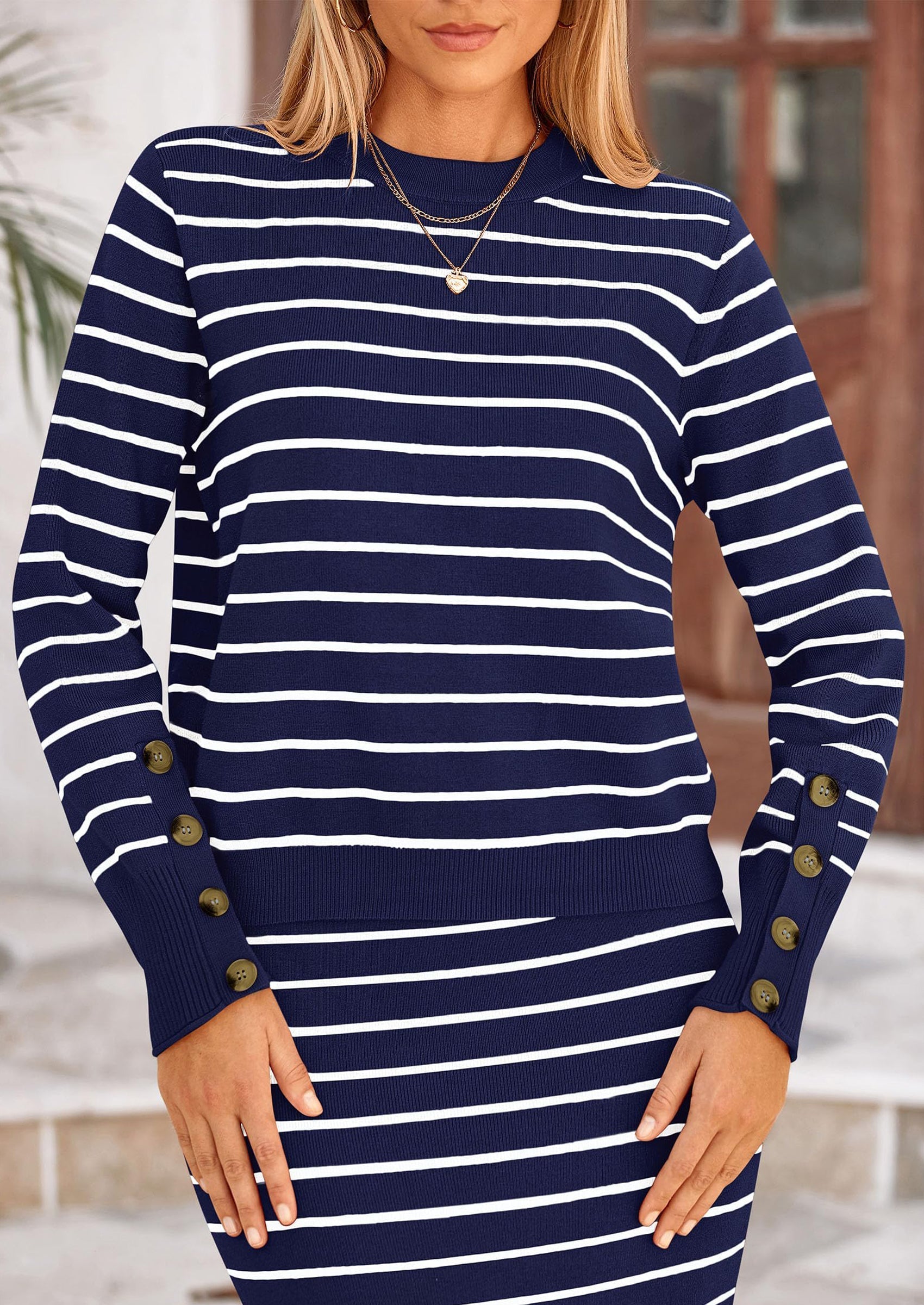 2 Piece Skirts Sets For Women Fall Fashion Striped Sweater Dress Knit Lounge Travel Outfits Winter Clothing