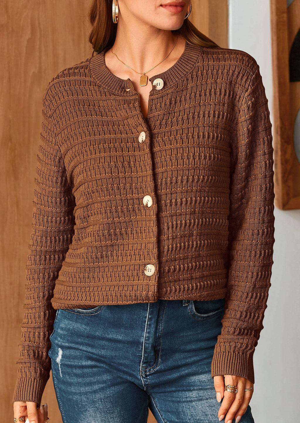 Women's Knit Cardigan Sweaters Casual Long Sleeve Open Front Button Down Trendy Jackets Outerwear